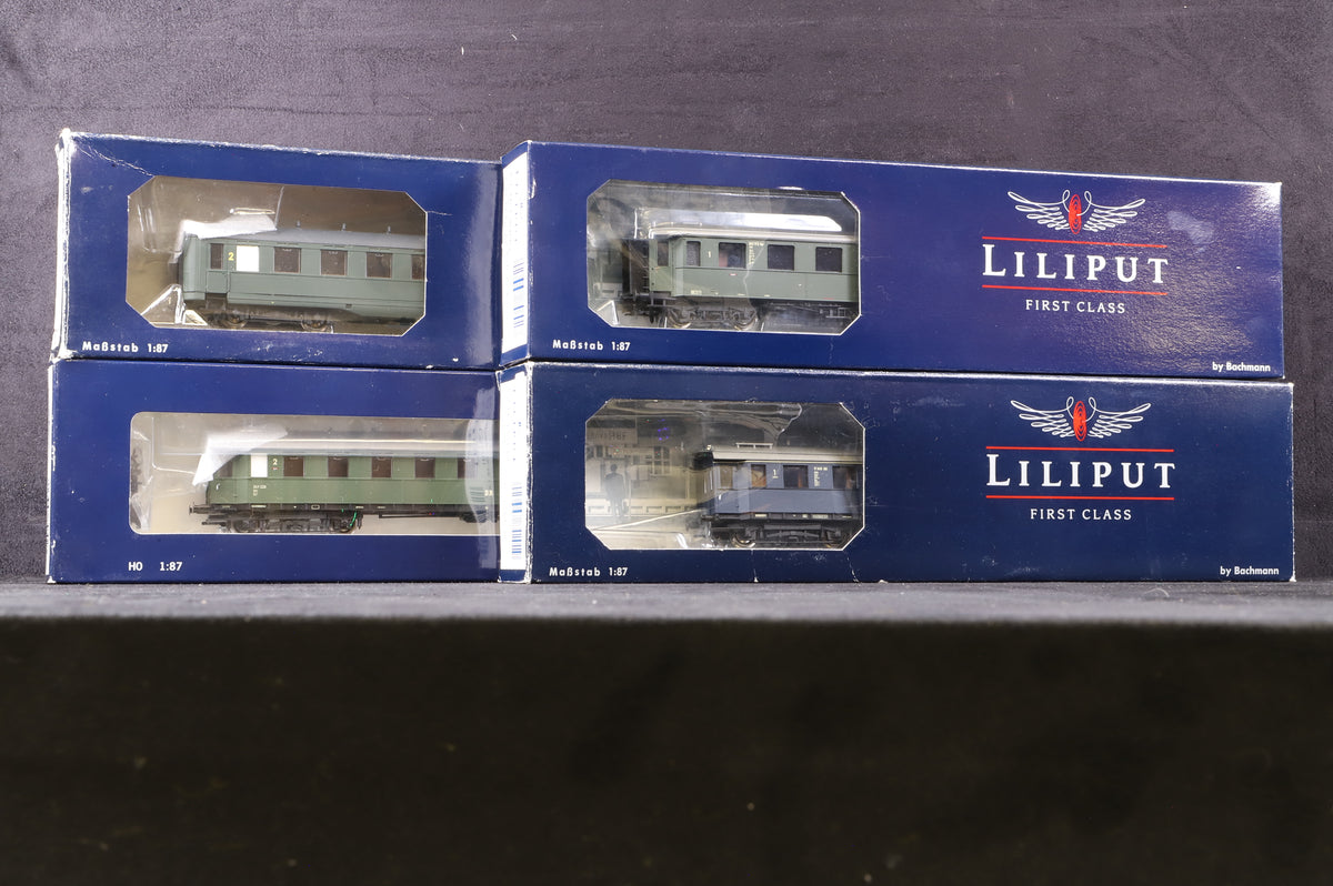 Liliput HO Rake Of 4 DB/ DR Coches Inc. L384201, L384601,L384302 &amp; L383106