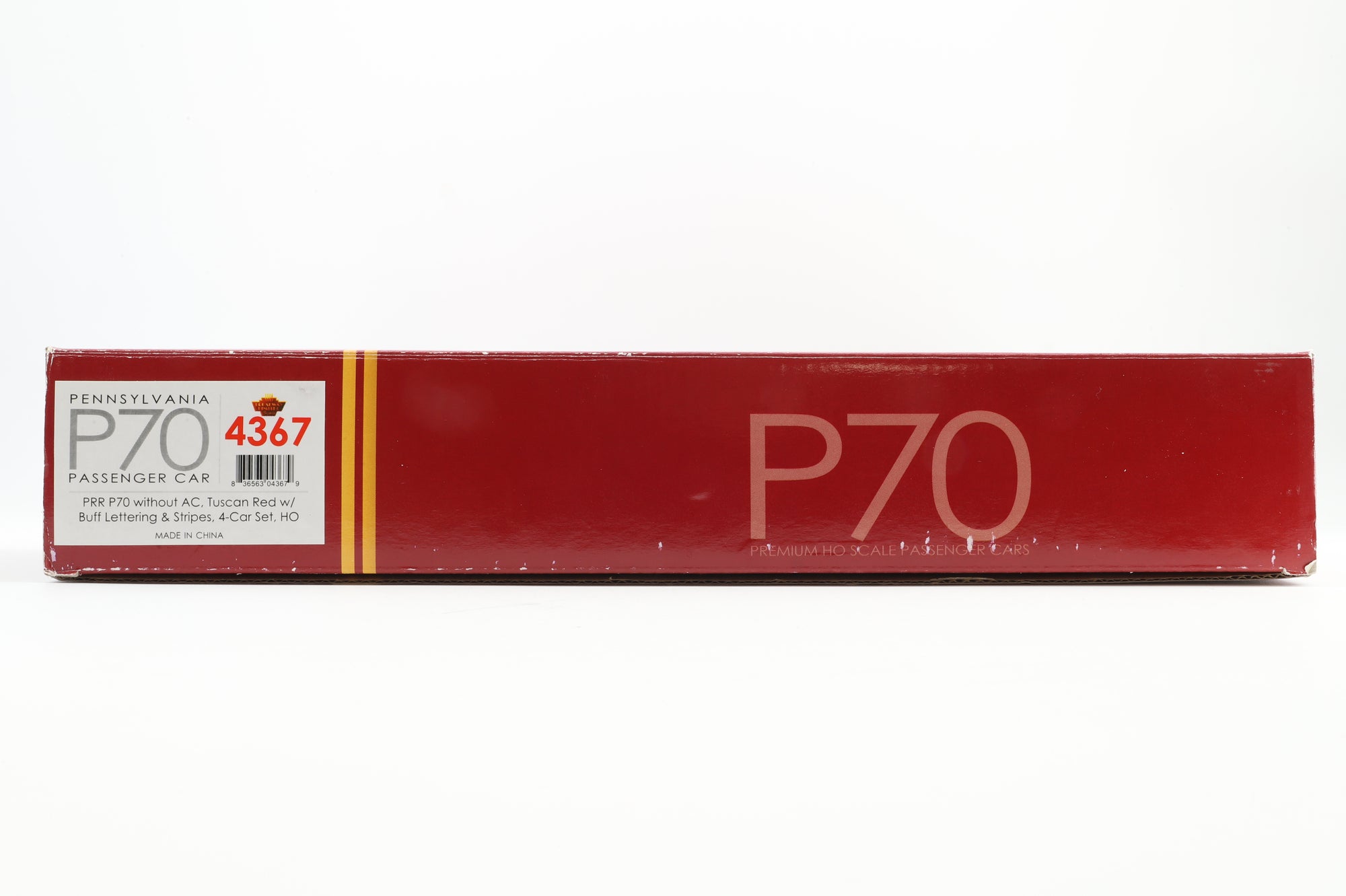 Broadway Imports HO 4367 Pennsylvania Passenger Car PRR P70 without AC Tucson Red w/Buff Lettering & Stripes, 3-Car Set