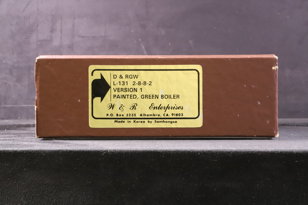 W&amp;R Enterprises HO Brass D&amp;RGW L-131 2-8-8-2 Version 1 Painted Green Boiler Steam Locomotive Factory Painted Non Runner
