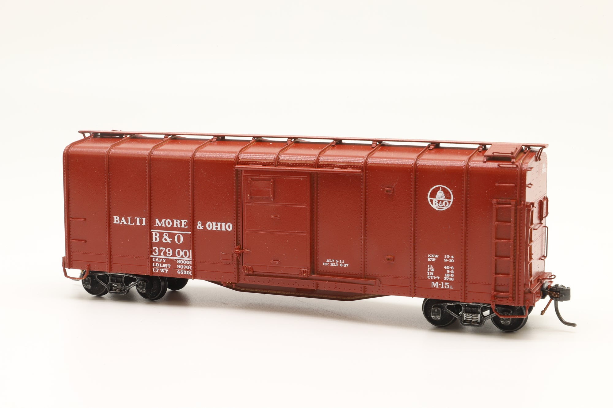 Overland Models Inc. HO Brass OMI-1387 B&O 'M-15A' Box Car Wagon Top '379 001' Renumbered