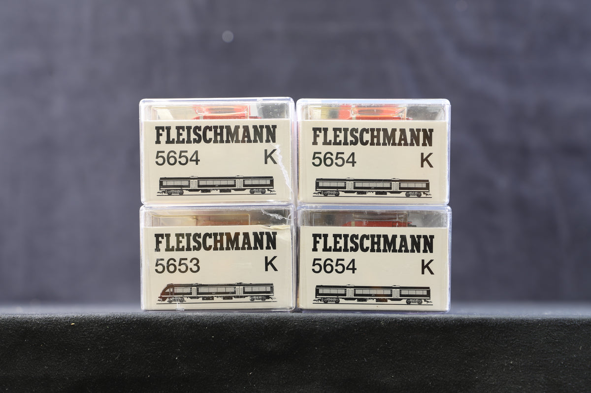 Fleischmann HO Rake Of 4 DB Coaches, Inc. 5653 &amp; 3 x 5654