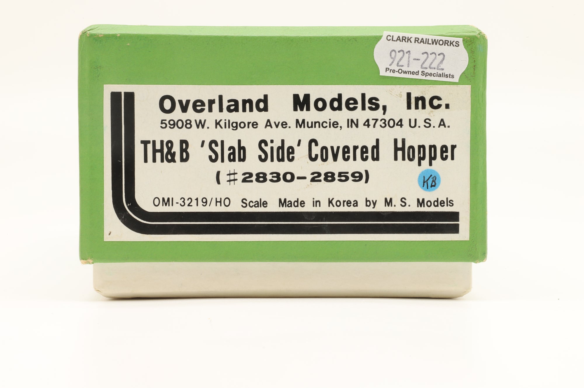 Overland Models Inc. HO Brass OMI-3219 TH&B Slab Side Covered Hopper '2836'