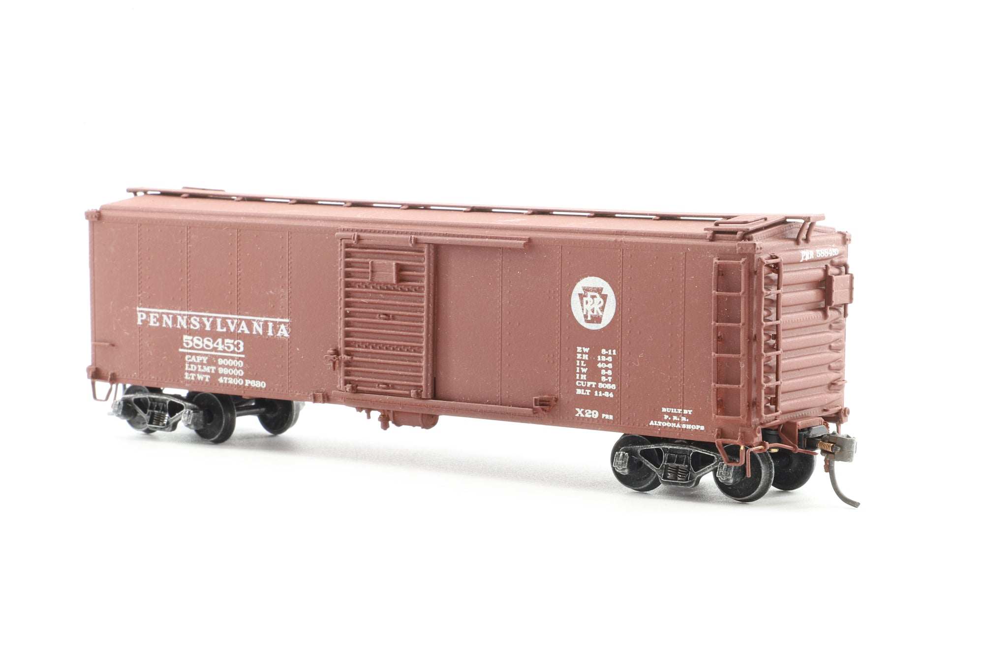 Overland Models HO Brass 3014 X-29 Box Car w/ Corrugated Doors & Ends No.588453 in PRR Brown