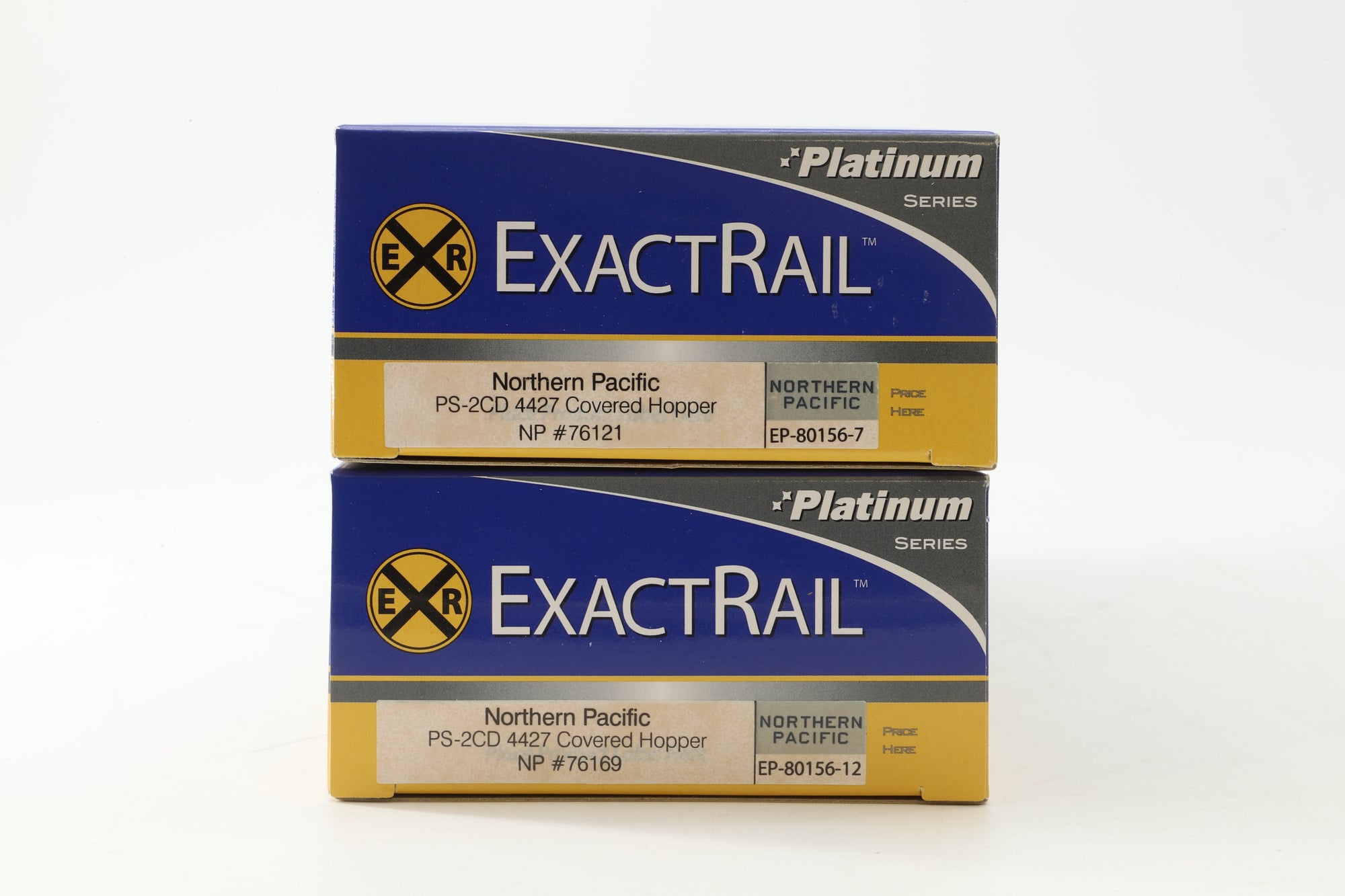 Exact Rail HO Rake Of 2 Northern Pacific PS-2CD Covered Hopper Wagons Inc. EP80156-7 & 80156-12