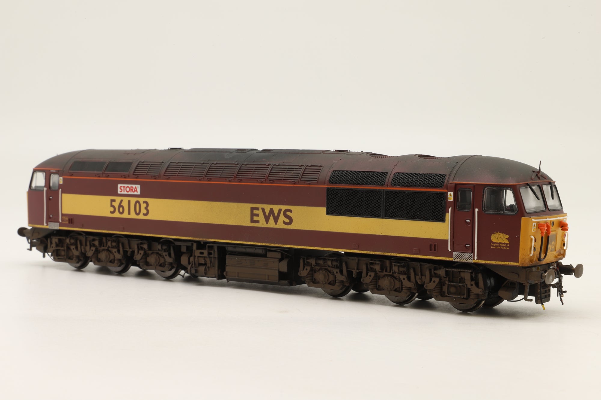 Hornby OO Class 56 56103 in EWS Livery w/ 'Stora' Plates – Weathered