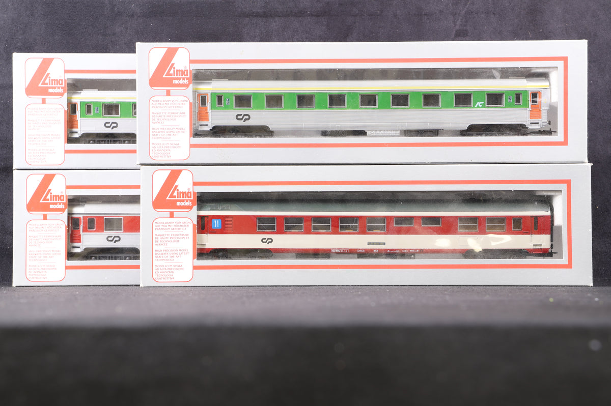 Lima HO Rake Of 4 Portugese Green &amp; Silver Coaches Inc. 309113 x 2, 309294 &amp; 309299