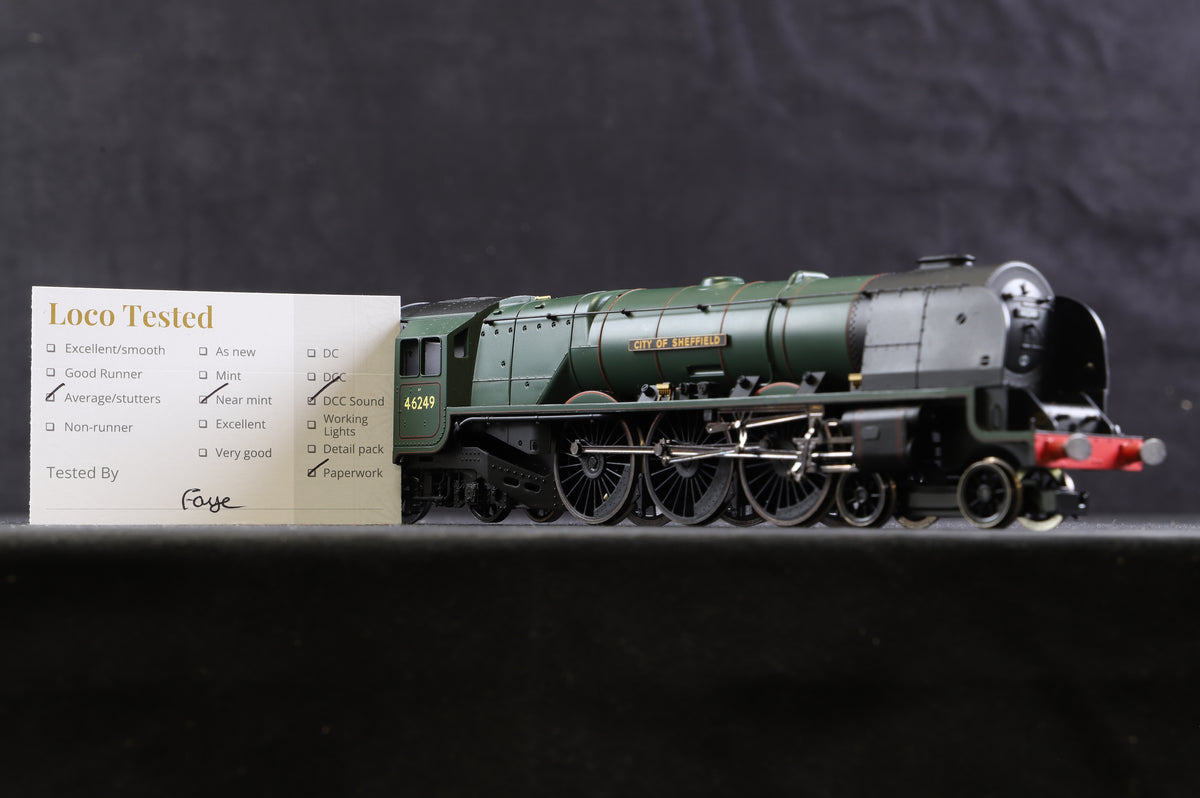 Hornby OO R2782XS LMS &#39;Princess Coronation&#39; BR Green L/C &#39;46249&#39; &#39;City of Sheffield&#39;, DCC Sound