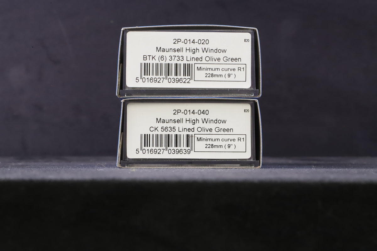 Dapol N Rake Of 2 Maunsell High Window Olive Green Lined Coaches Inc. 2P-014-020 &amp; 040