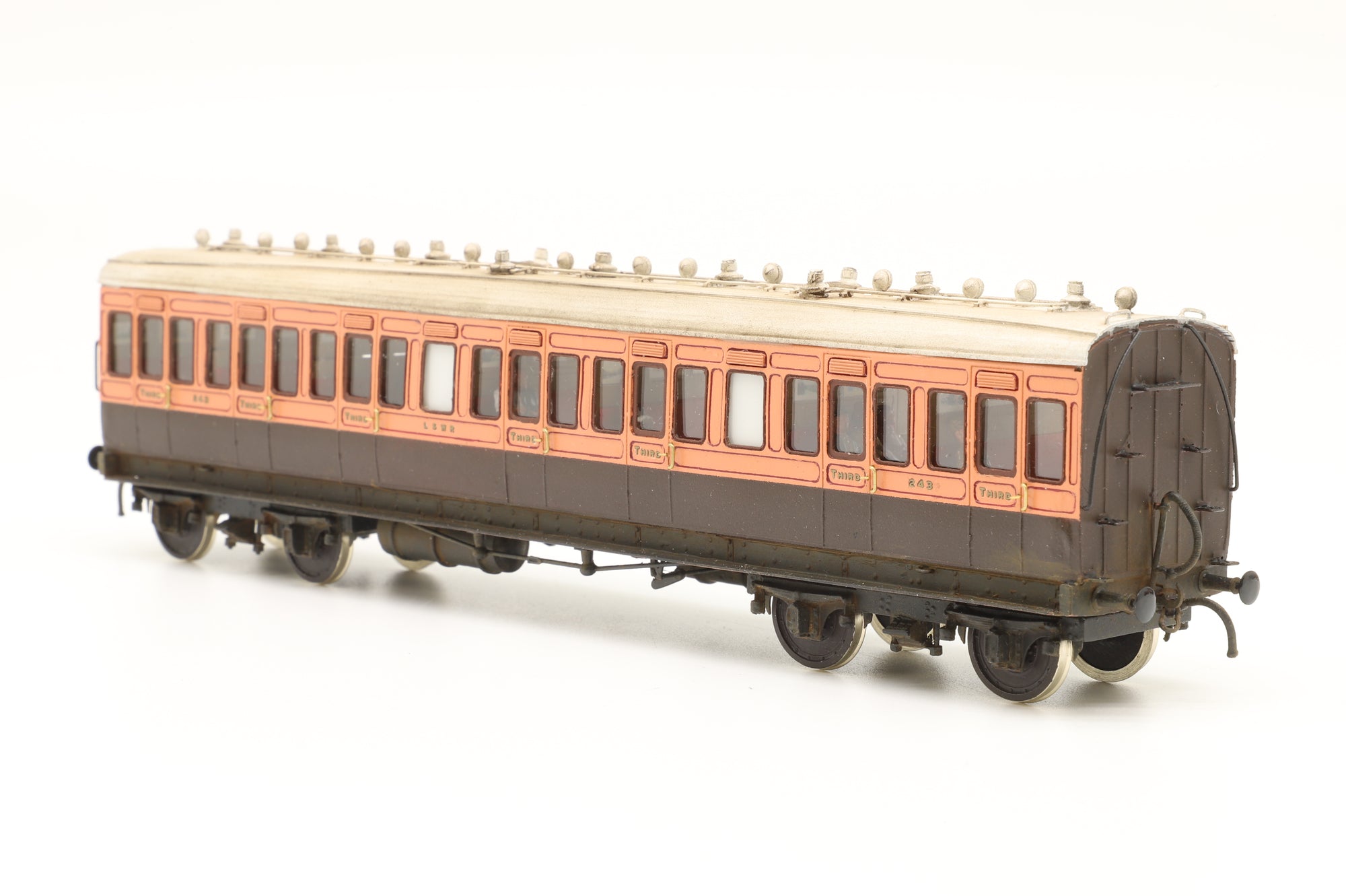 Roxey P4 Kit Built Rake of 4 LSWR Coaches, Weathered