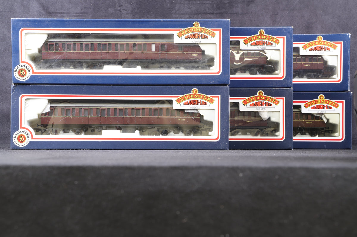 Bachmann OO Rake of 6 MK 1 Maroon Lined Suburbans inc. 34-700, 626, 604, 602, 675 &amp; 603.