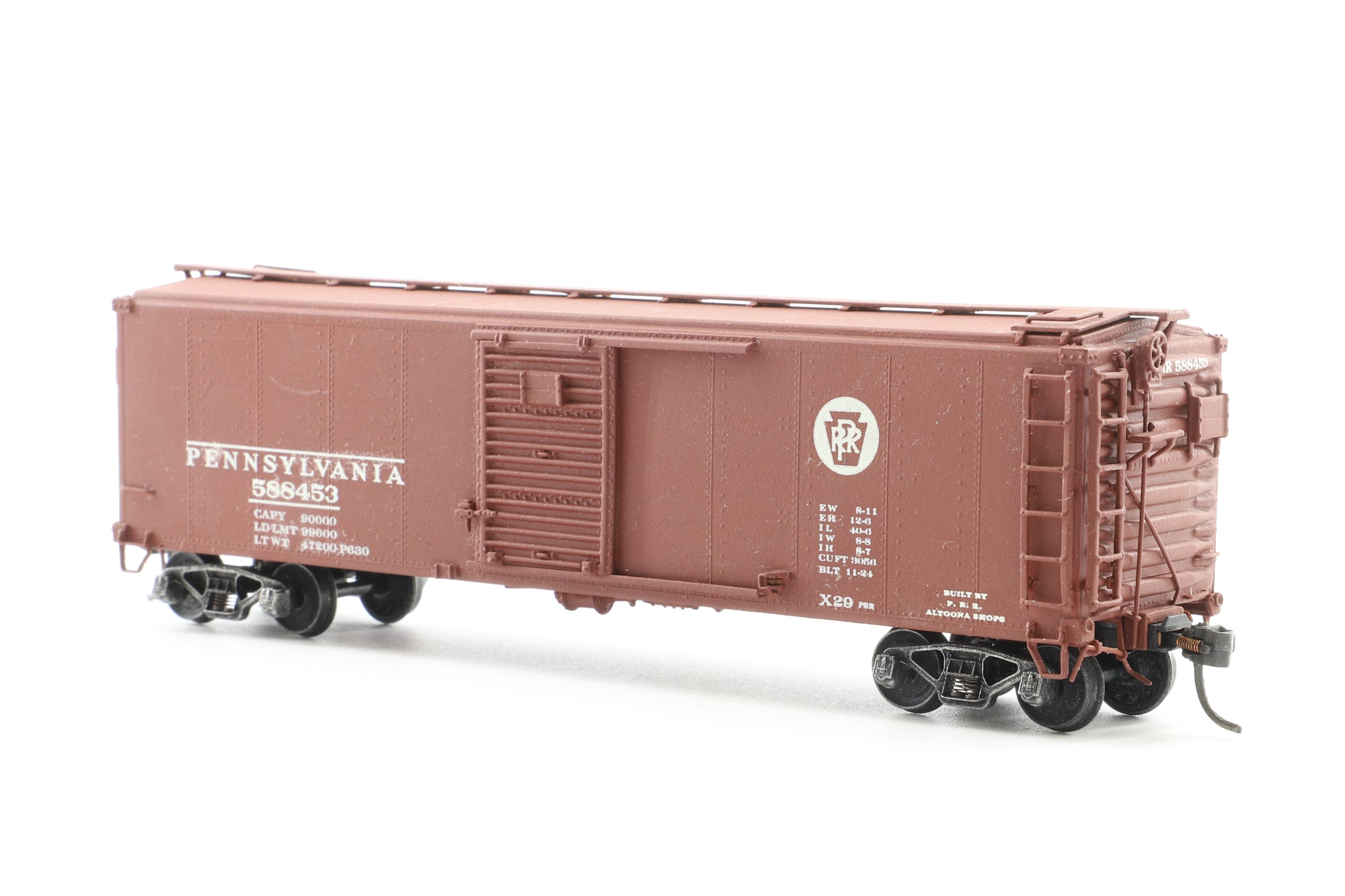 Overland Models HO Brass 3014 X-29 Box Car w/ Corrugated Doors & Ends No.588453 in PRR Brown