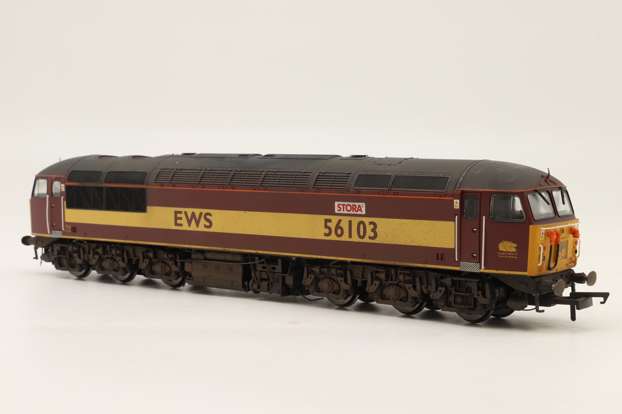 Hornby OO Class 56 56103 in EWS Livery w/ 'Stora' Plates – Weathered