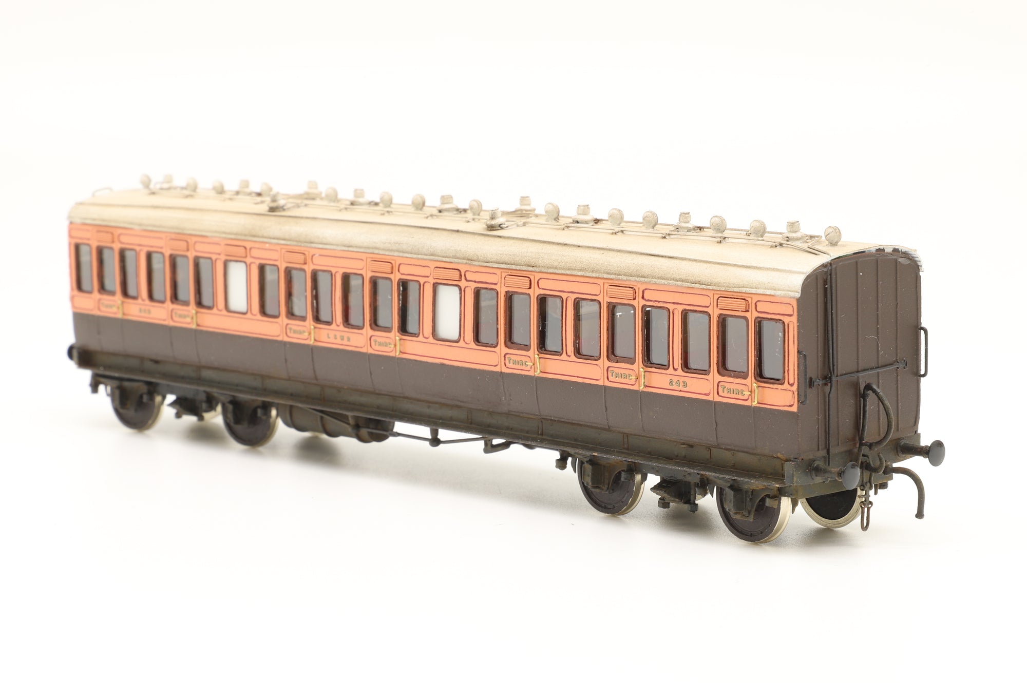Roxey P4 Kit Built Rake of 4 LSWR Coaches, Weathered