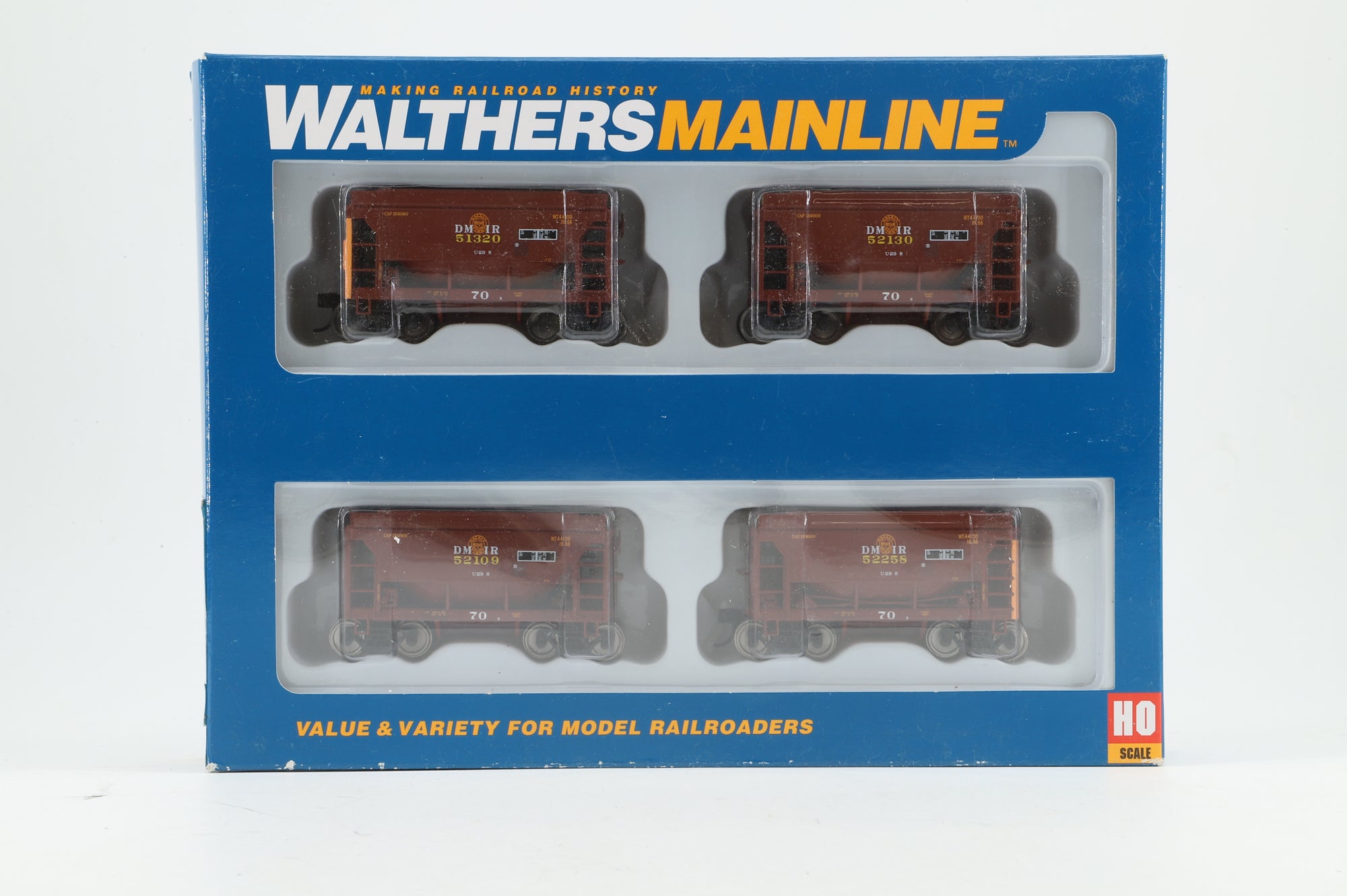 Walthers HO 910-58057 4-Pack of 24' MN Taconite Ore Cars in DM&IR Brown/Yellow