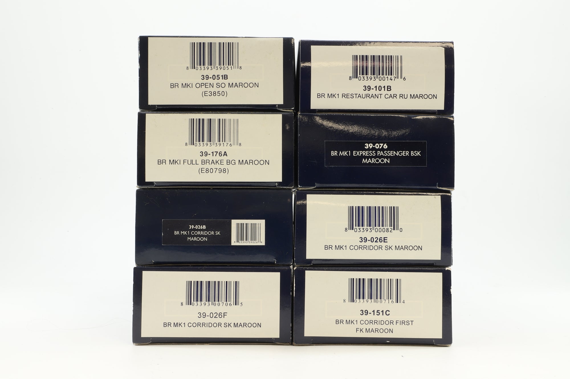 Bachmann OO Rake Of 8 BR Mk1 Maroon Coaches Inc. 39-151C, 39-026F, 39-026E, 39-101B, 39-076, 39-051B, 39-176A & 39-026B