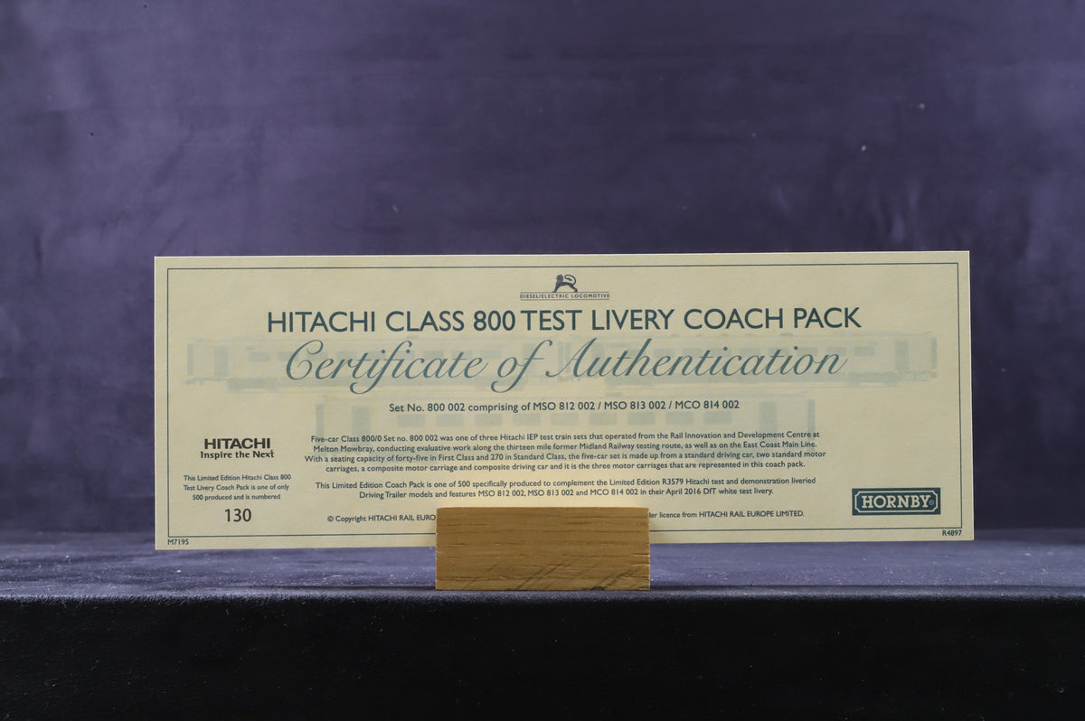 Hornby OO R4897 Hitachi Class 800/0 Test Livery Coach Pack Ltd Ed 130/ 500