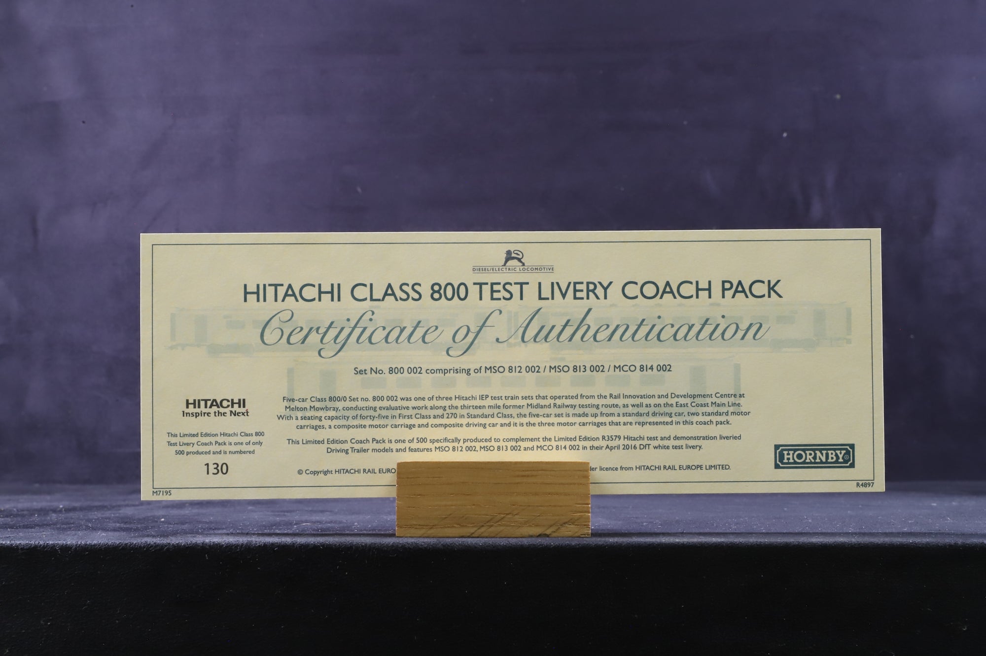 Hornby OO R4897 Hitachi Class 800/0 Test Livery Coach Pack Ltd Ed 130/ 500