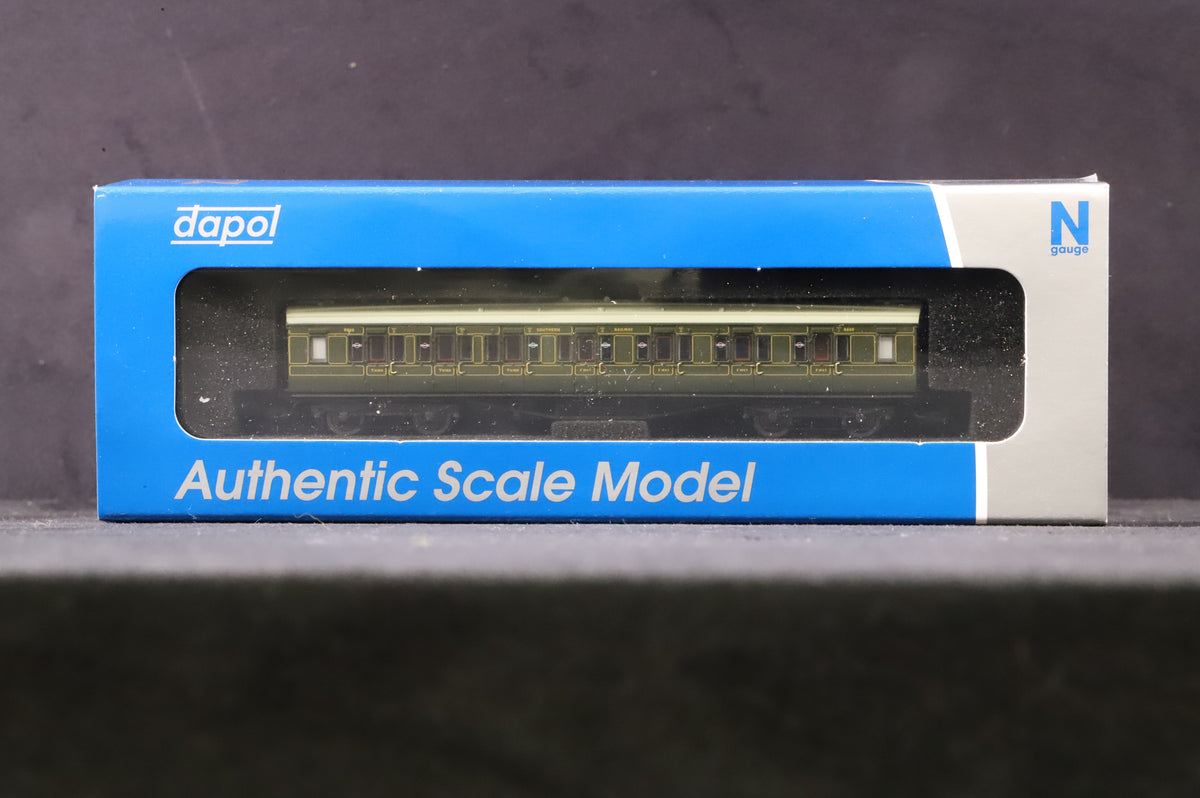 Dapol N Rake Of 2 Maunsell High Window Olive Green Lined Coaches Inc. 2P-014-020 &amp; 040