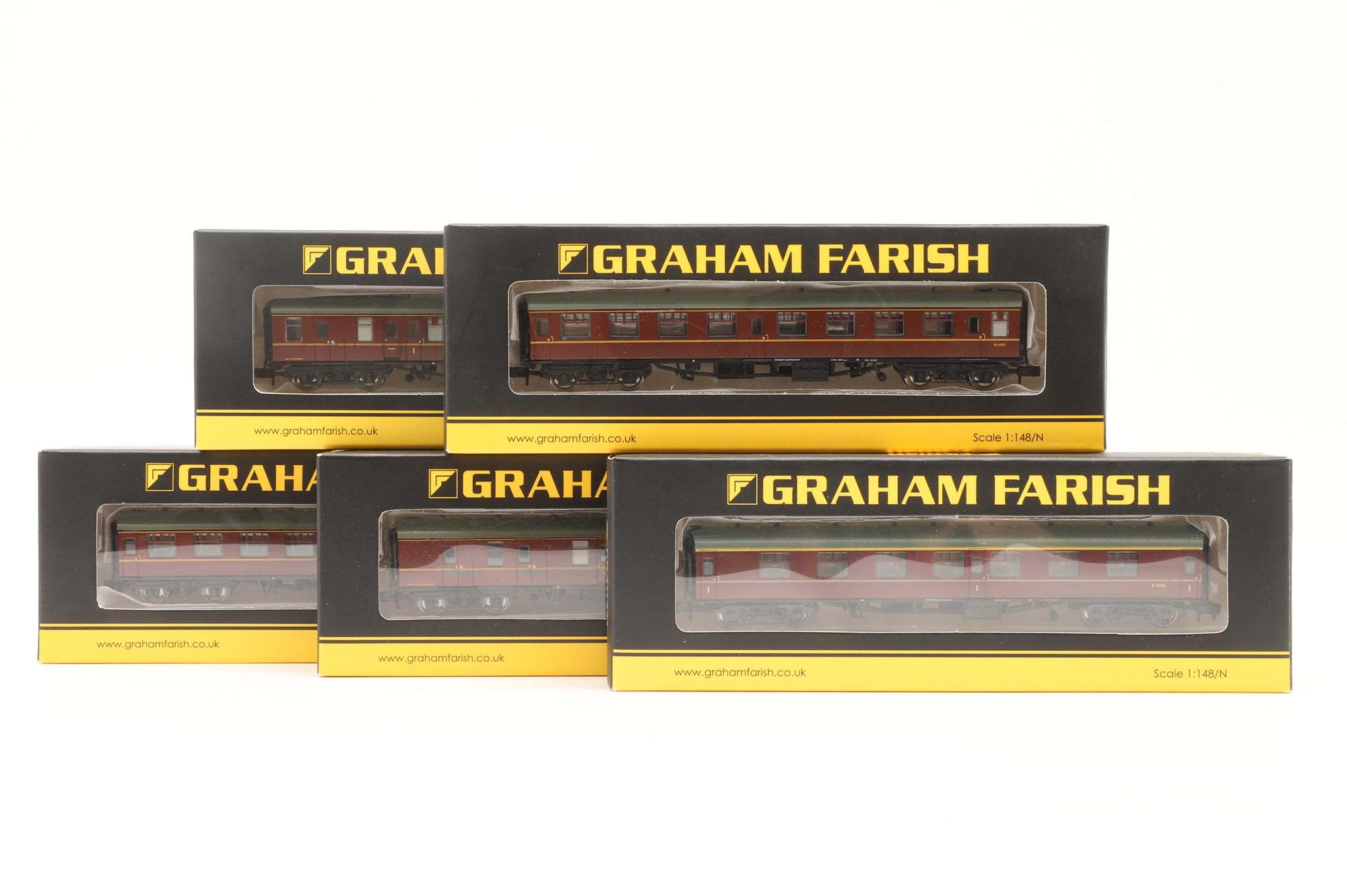 Graham Farish N Rake of 5 Mk1 BR Maroon Coaches