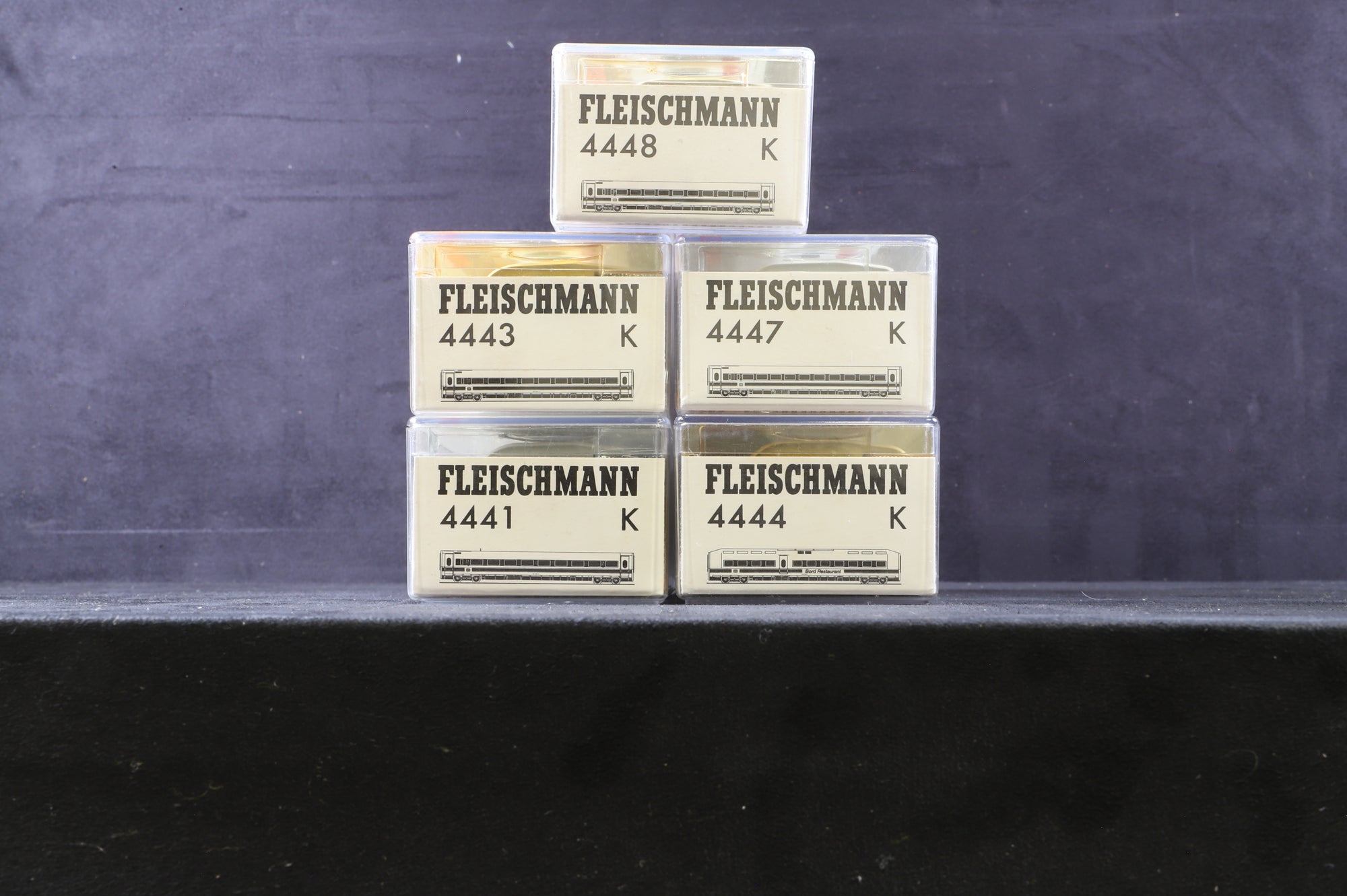 Fleischmann HO Rake Of 5 DB ICE Coaches Inc. 4441, 4443, 4444, 4447 & 4448