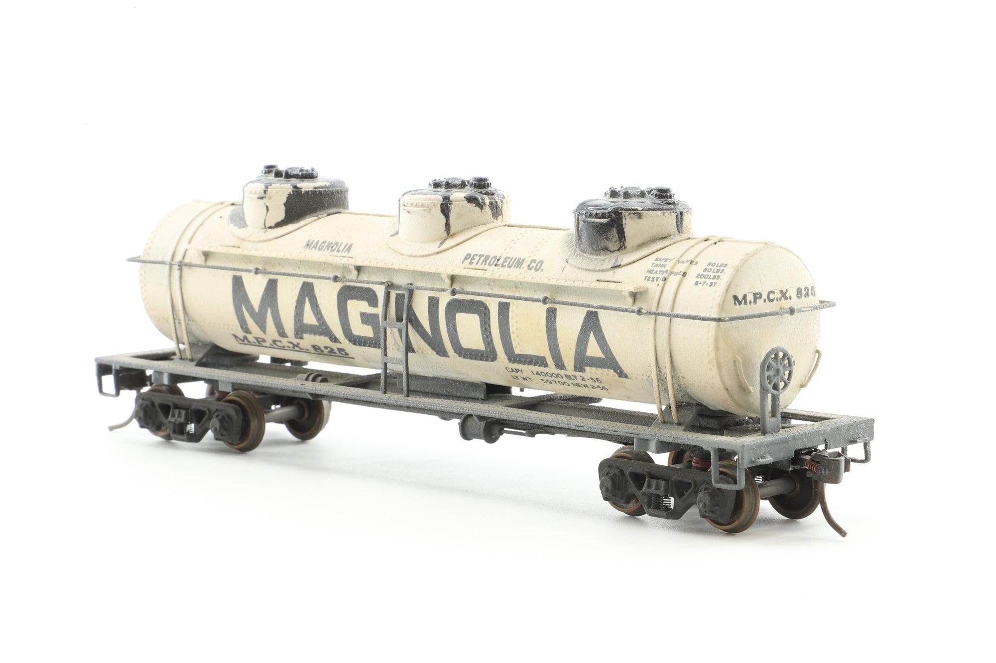 GEM Models HO Brass TM-301 Tank Car 'MAGNOLIA' 3-dome 42' Weathered