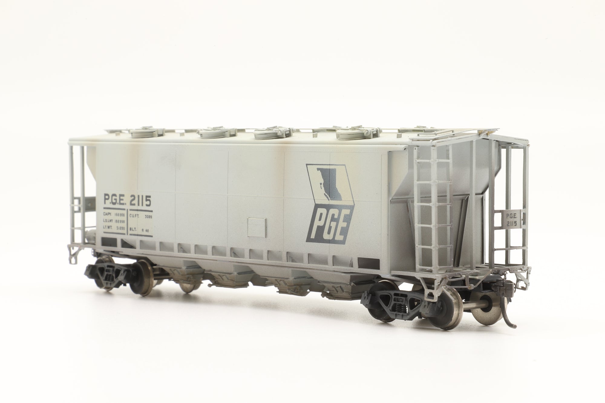 Overland Models Inc. HO Brass OMI-3218 P.G.E Slab Side Covered Hopper '2115' Weathered
