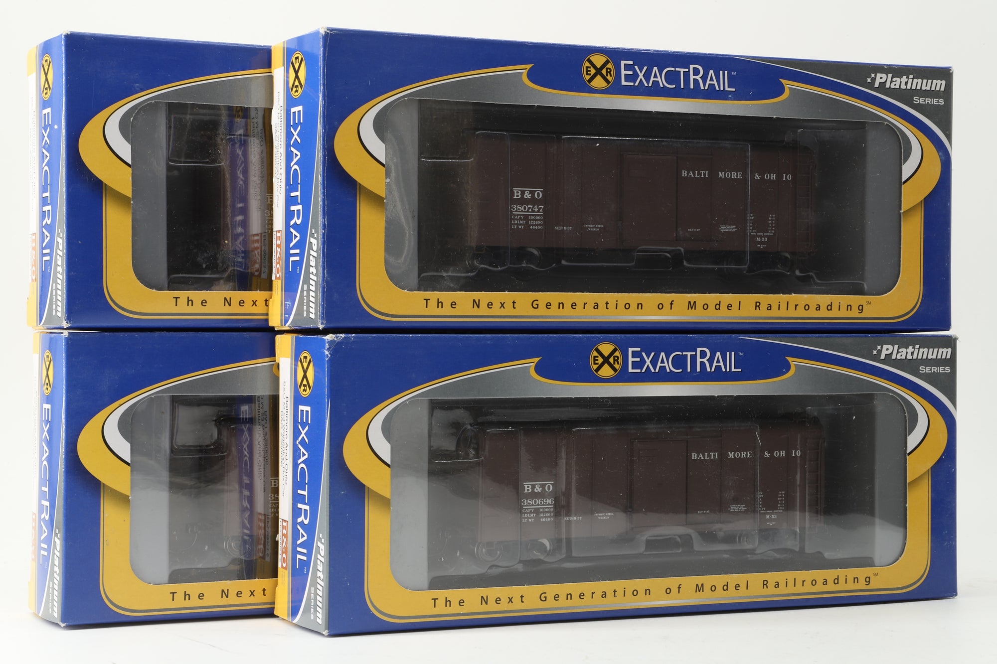 Exact Rail HO Rake Of 4 B&O M-53 Wagontop Box Cars Inc. EPS90053-7, 90053-1, 90053-6 & 90053-3
