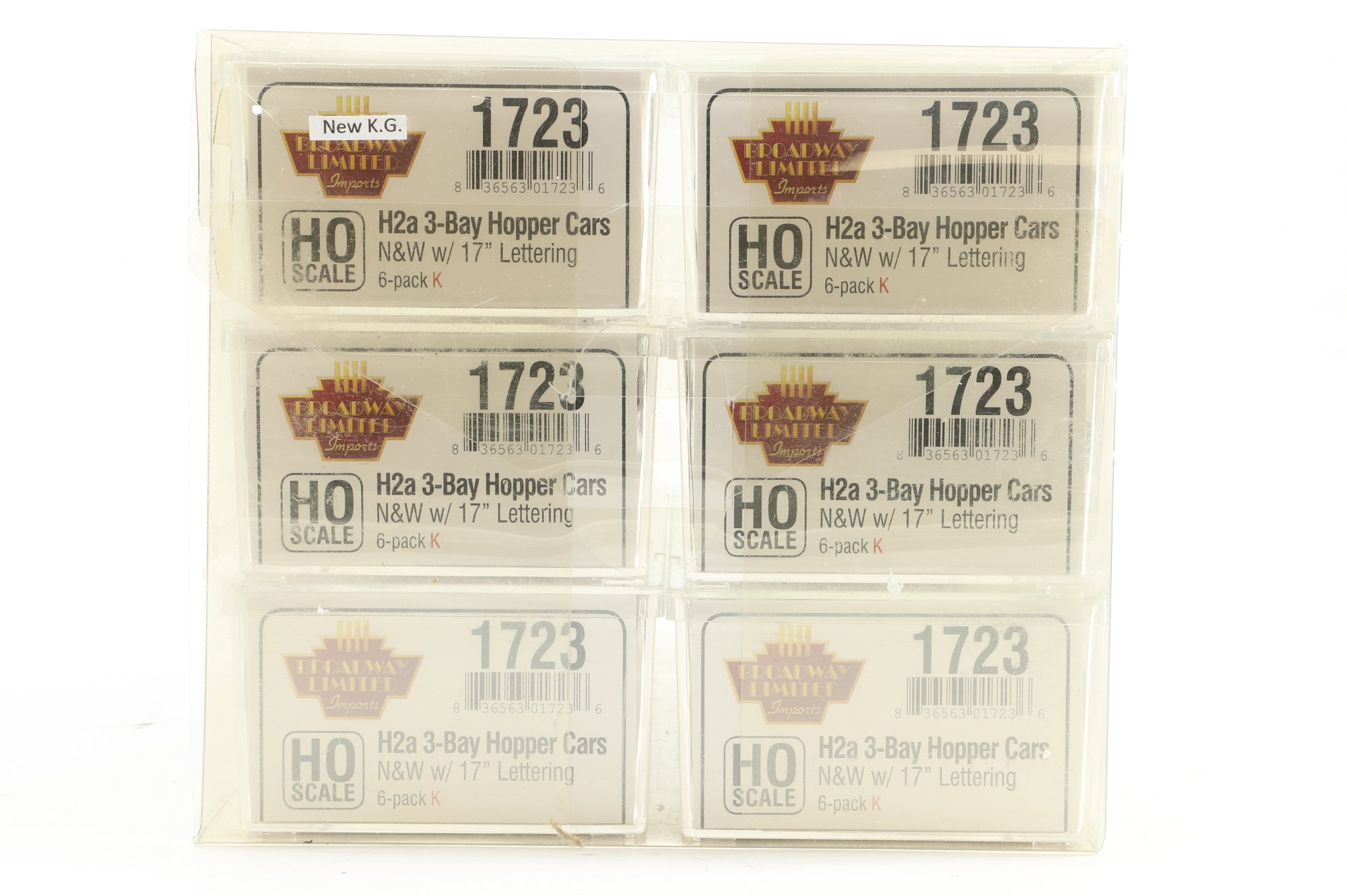 Broadway Limited HO 1723 6-Pack of H2a 3-Bay Hopper Cars in N&W Black - Pro-Weathering