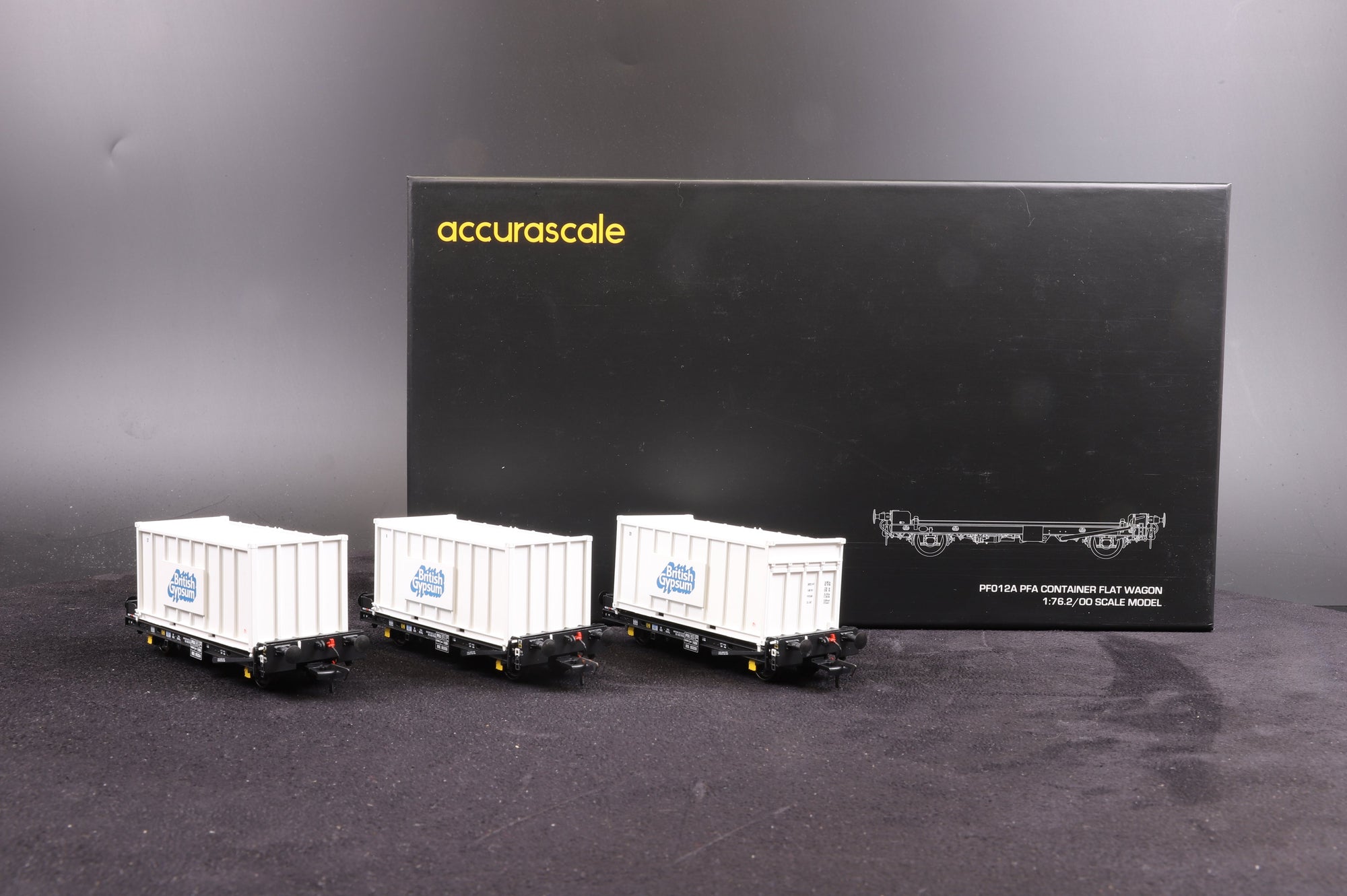 Accurascale OO ACC2075-GYP-U PF012A PFA Container Flat Wagon, British Gypsum