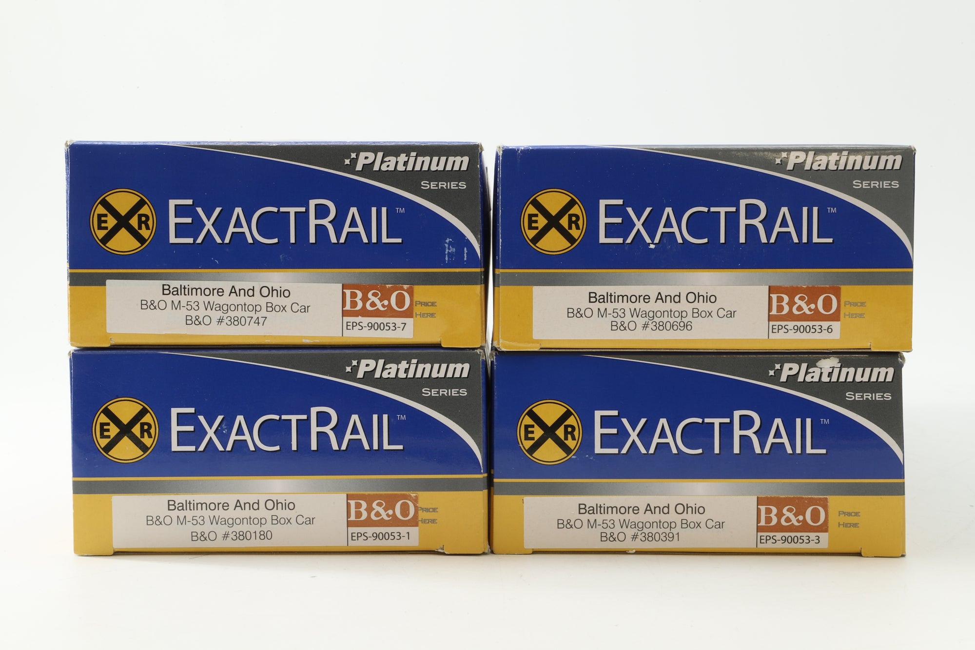 Exact Rail HO Rake Of 4 B&O M-53 Wagontop Box Cars Inc. EPS90053-7, 90053-1, 90053-6 & 90053-3
