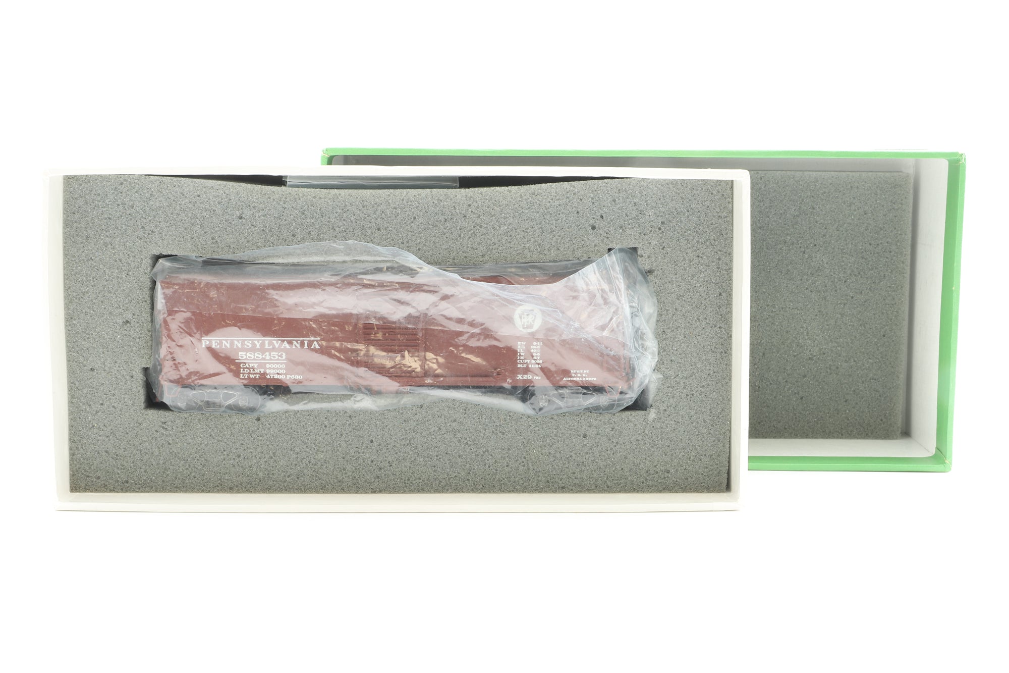 Overland Models HO Brass 3014 X-29 Box Car w/ Corrugated Doors & Ends No.588453 in PRR Brown