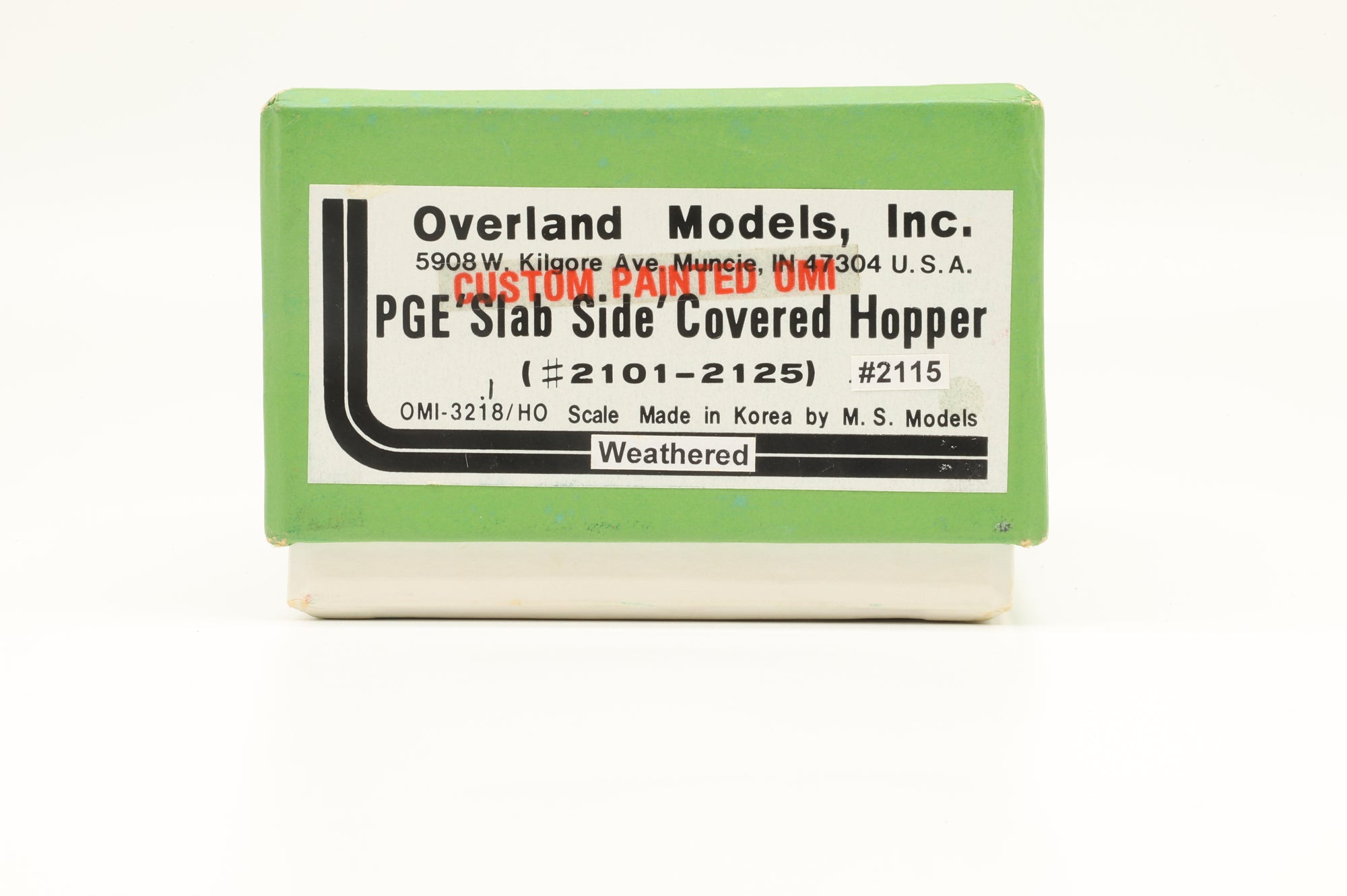 Overland Models Inc. HO Brass OMI-3218 P.G.E Slab Side Covered Hopper '2115' Weathered