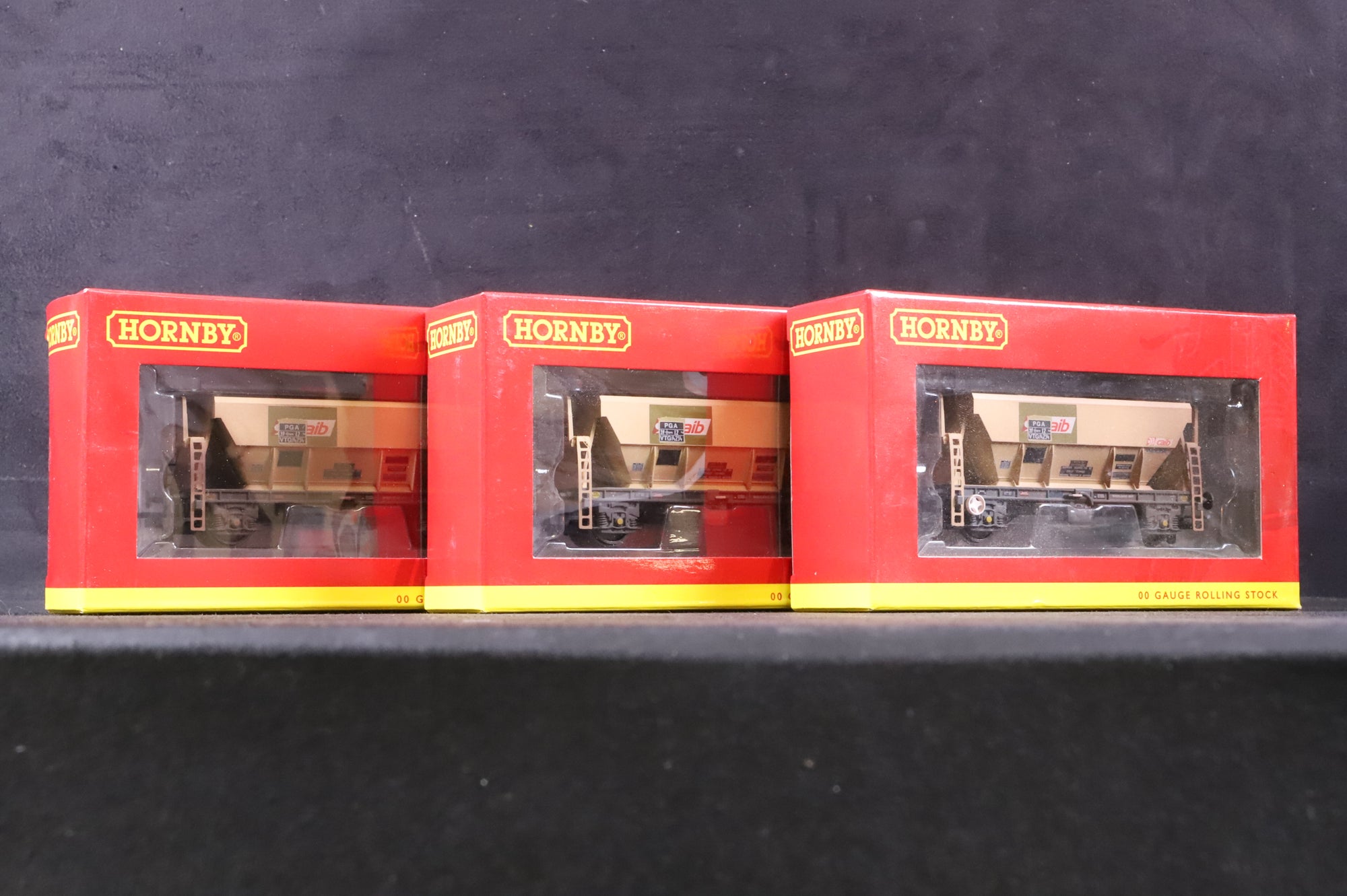 Hornby OO R6760 x3 Rake of 3 PGA Hopper Wagon in CAIB Livery - Weathered