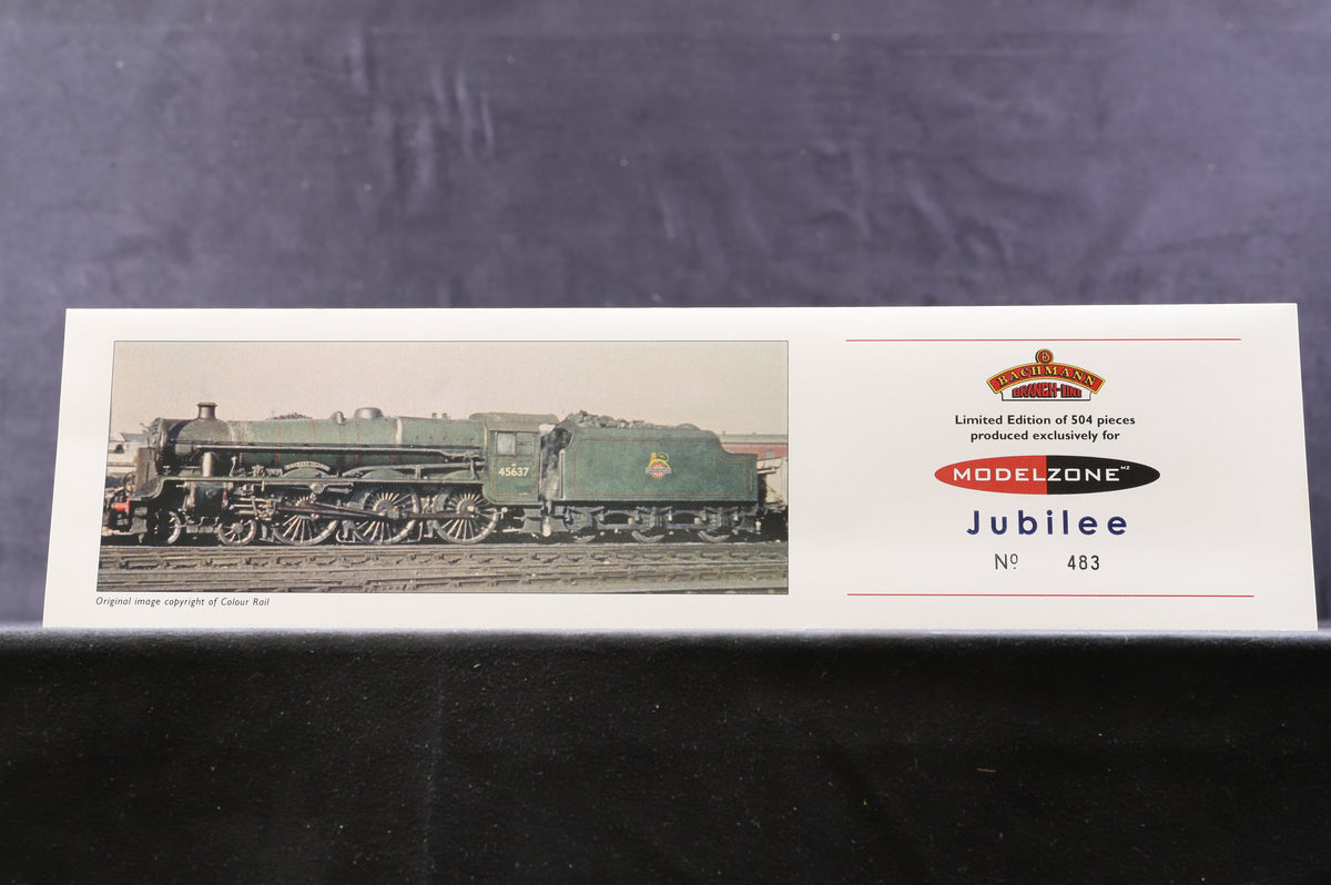 Bachmann OO 31-175Z Jubilee Class &#39;45637&#39; &#39;Windward Islands&#39; Stanier Tender BR Green E/C Excl. Modelzone Ltd Ed 483/ 504