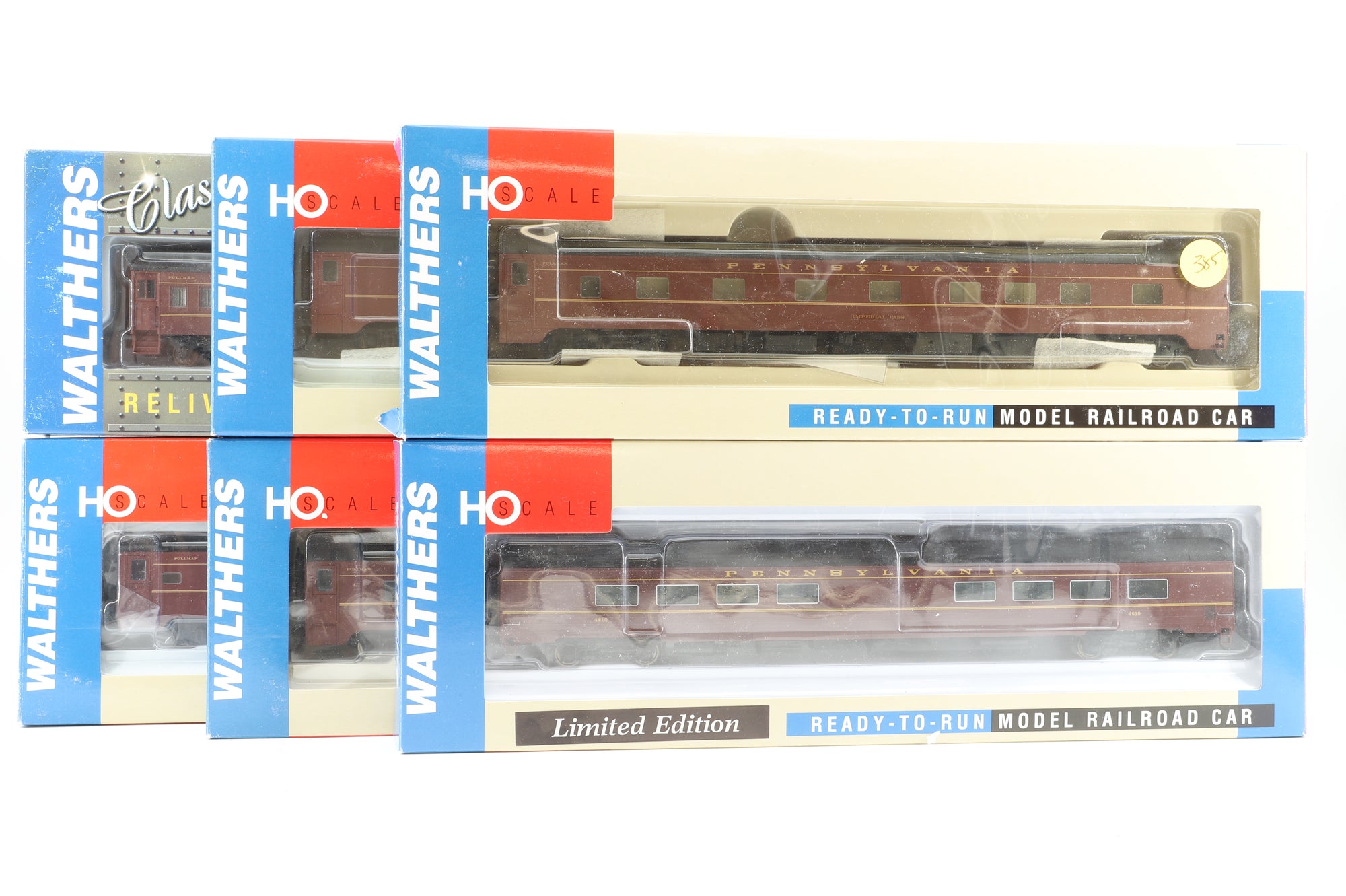 Walthers HO Rake Of 6 PRR Pullman Coaches Inc. 932-6847, 932-6767, 932-10004, 932-6707 & 932-9640