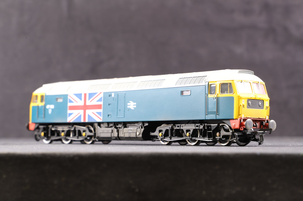 Bachmann OO 32-800Z Cl. 47 &#39;47163&#39; BR Blue &#39;Silver Jubilee/Union Jack Livery&#39;, Model Zone Excl. 180/504, Weathered