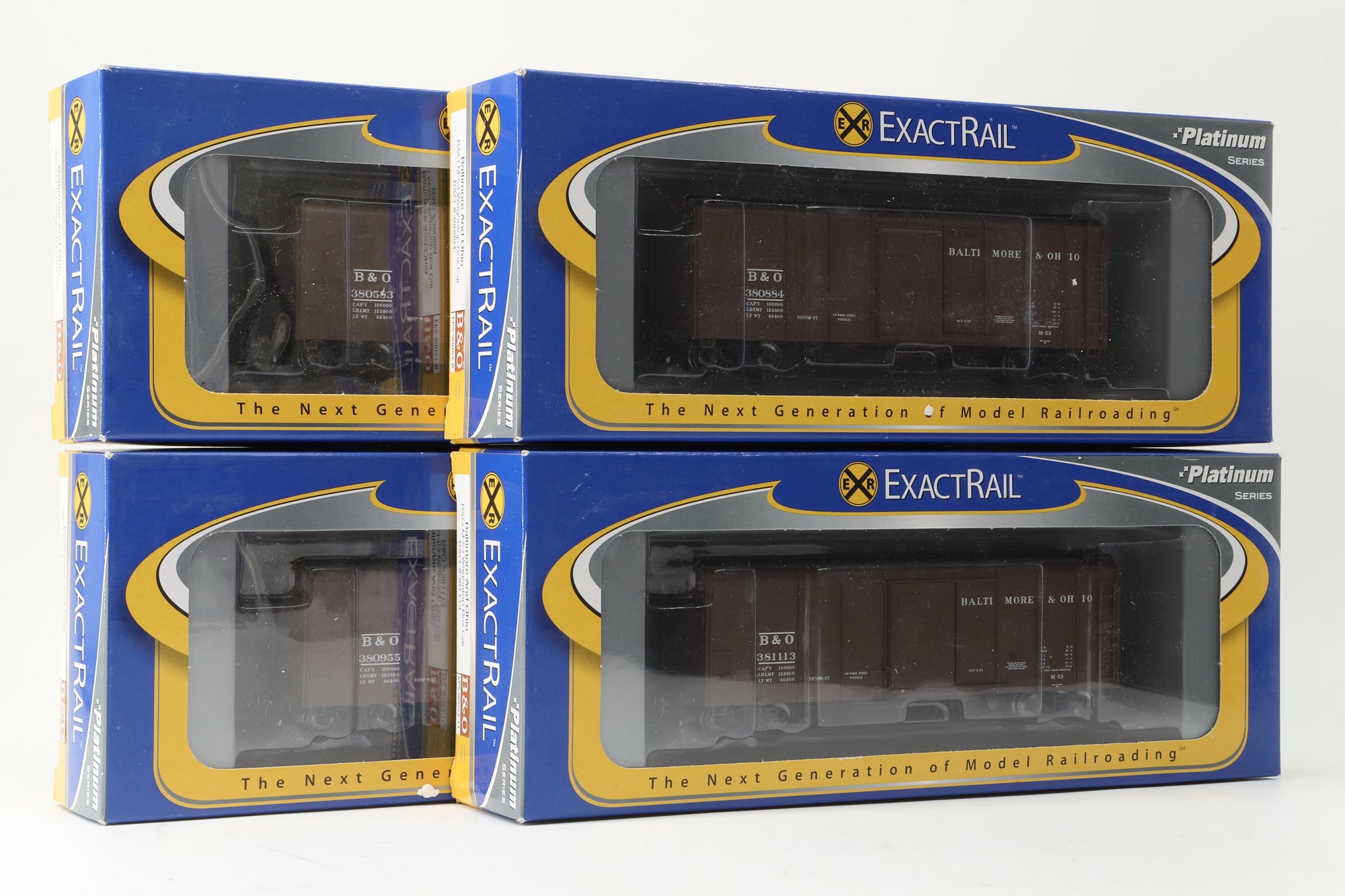 Exact Rail HO Rake Of 4 B&O M-53 Wagontop Box Cars Inc. EPS 90053-11, 90053-8, 90053-9 & 90053-5