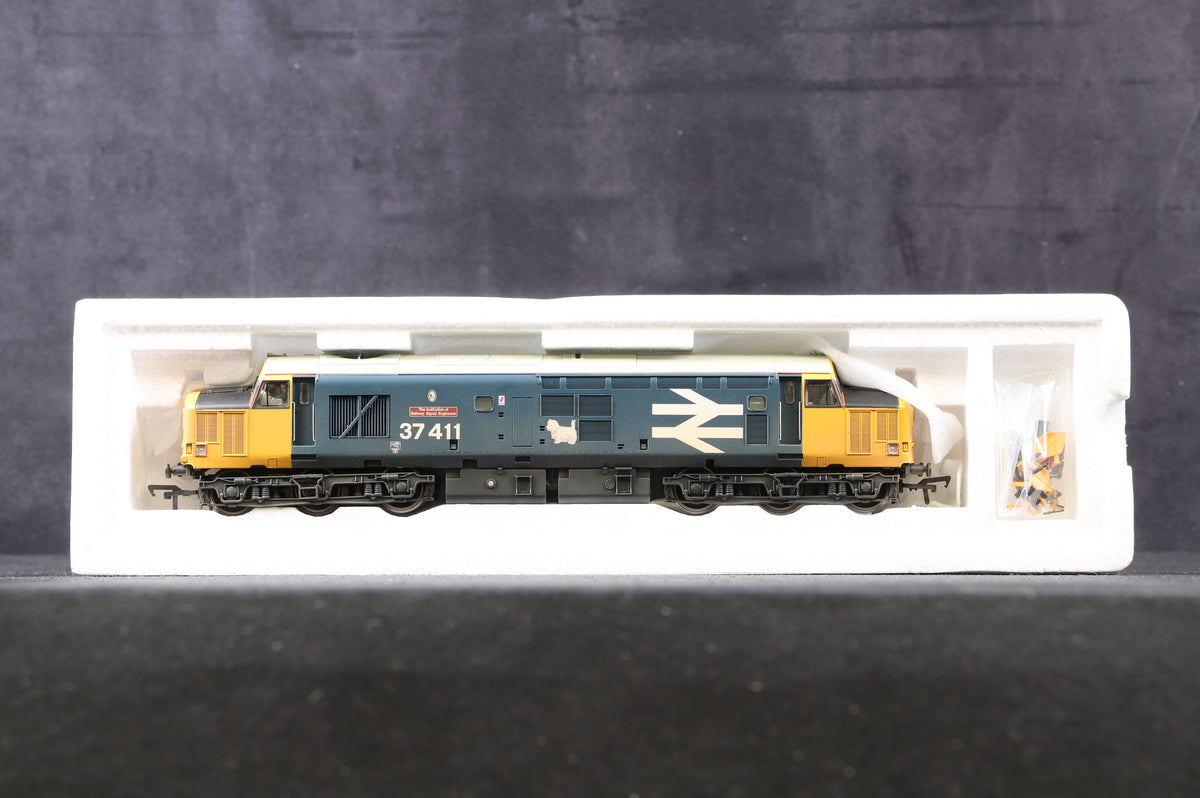 Bachmann OO 32-375X Class 37/4 37411 &#39;The Institute of Railway Signal Engineers&#39; in BR Blue with Large Logo (weathered) - Limited Edition 133/500