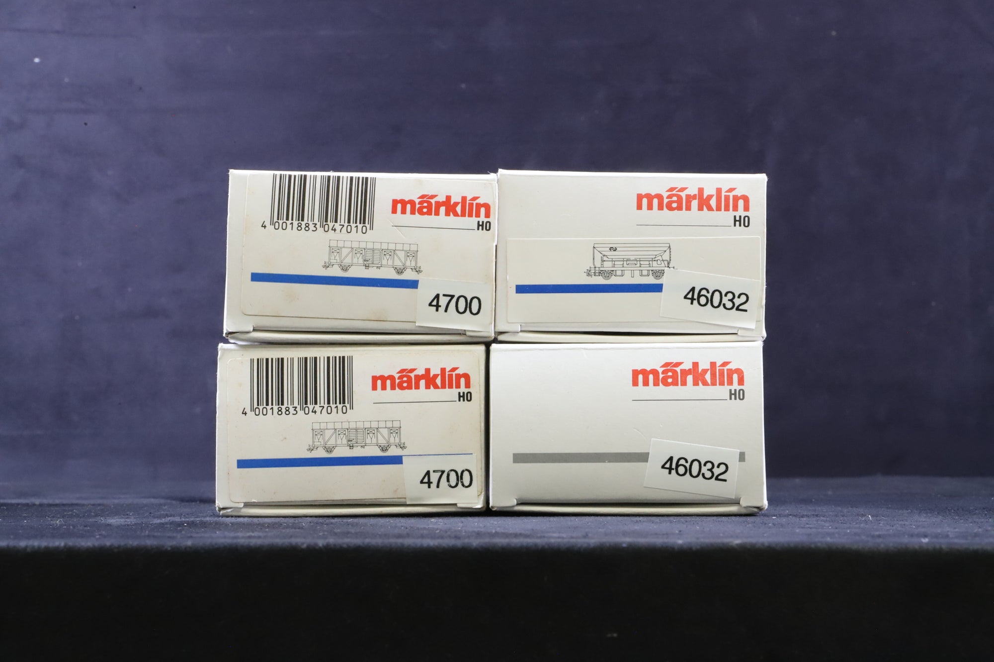 Marklin HO Set of 2x DB Brown Open Goods Wagons & 2x Box Vans