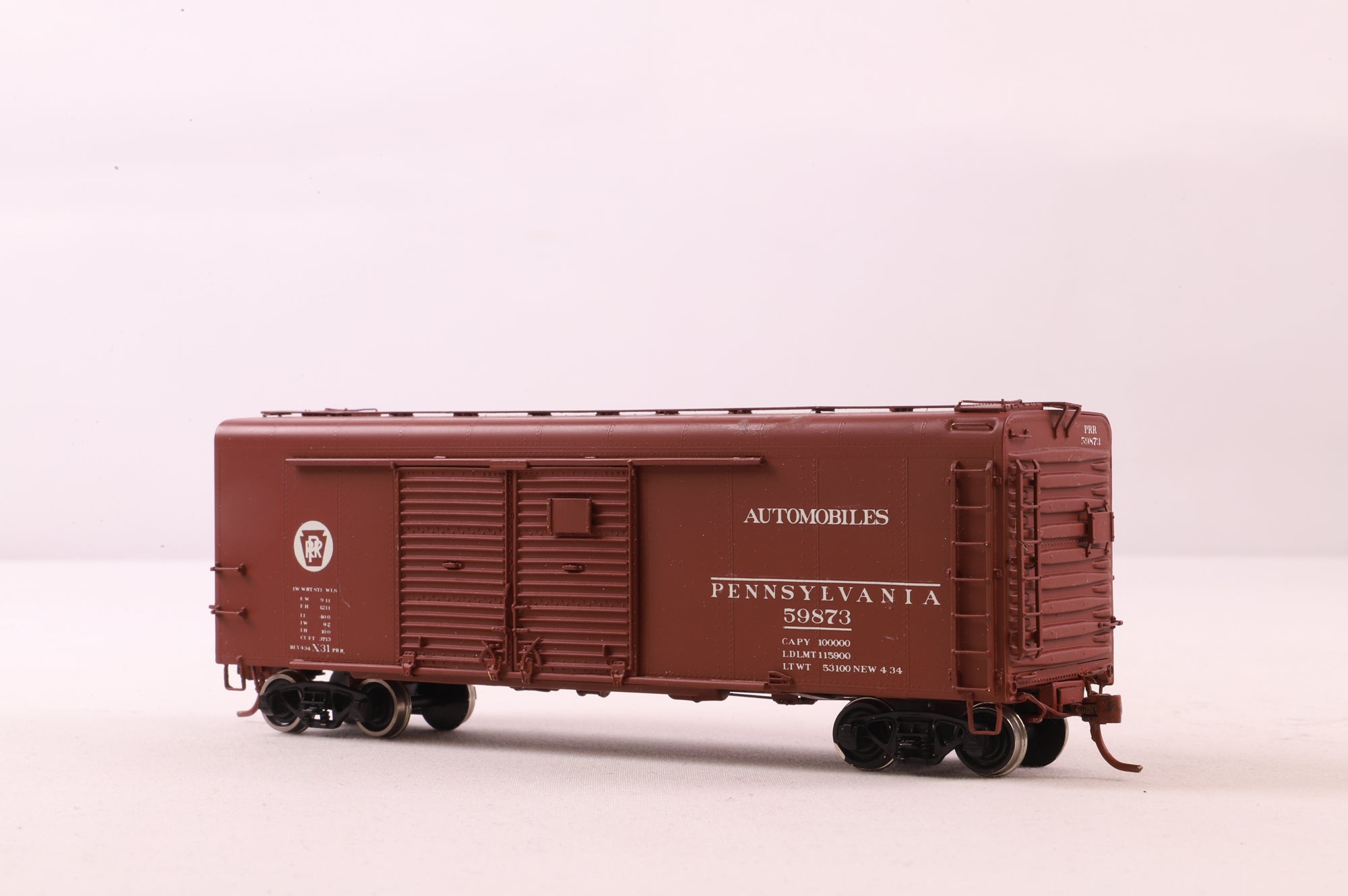 W&R Enterprises HO Brass 3235 Box Car Auto PRR Round Roof Double Door 40' 4/4 '59873'