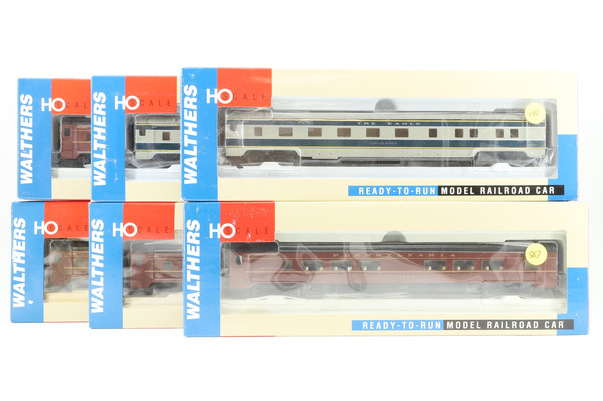 Walthers HO Rake Of 6 Pennsylvania Pullman Coaches Inc. 932-6747, 932-6754x2, 932-6727, 932-6707 & 932-6767