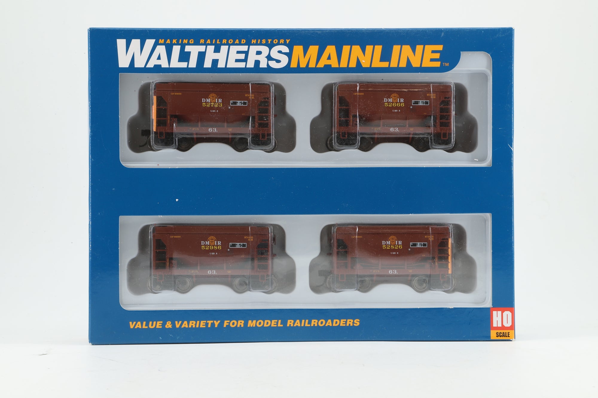 Walthers HO 910-58059 4-Pack of 24' MN Taconite Ore Cars in DM&IR Brown/Yellow