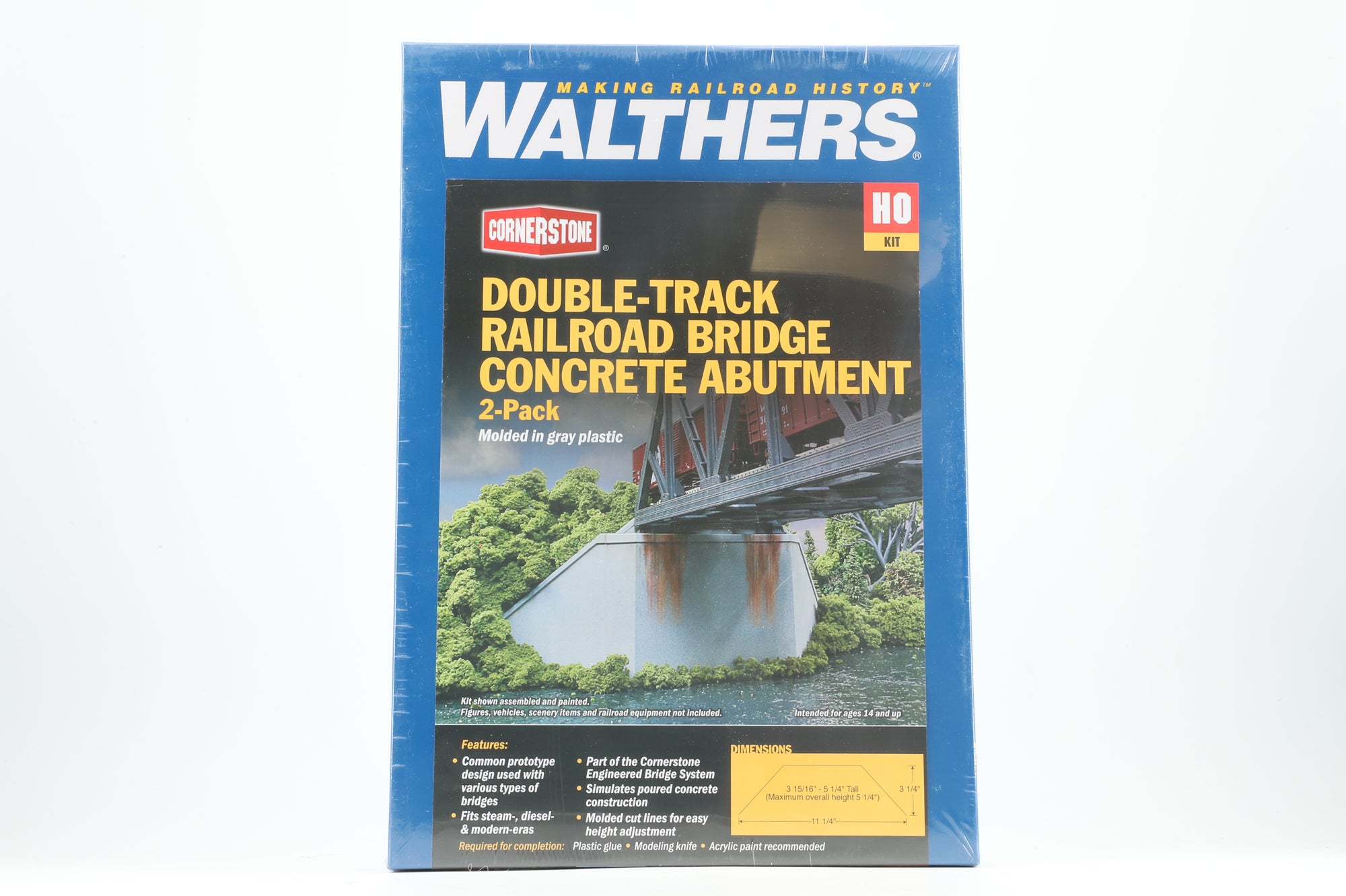 Walthers HO 933-4553 Double-Track Railroad Bridge Concrete Abutments 2-Pack Kit