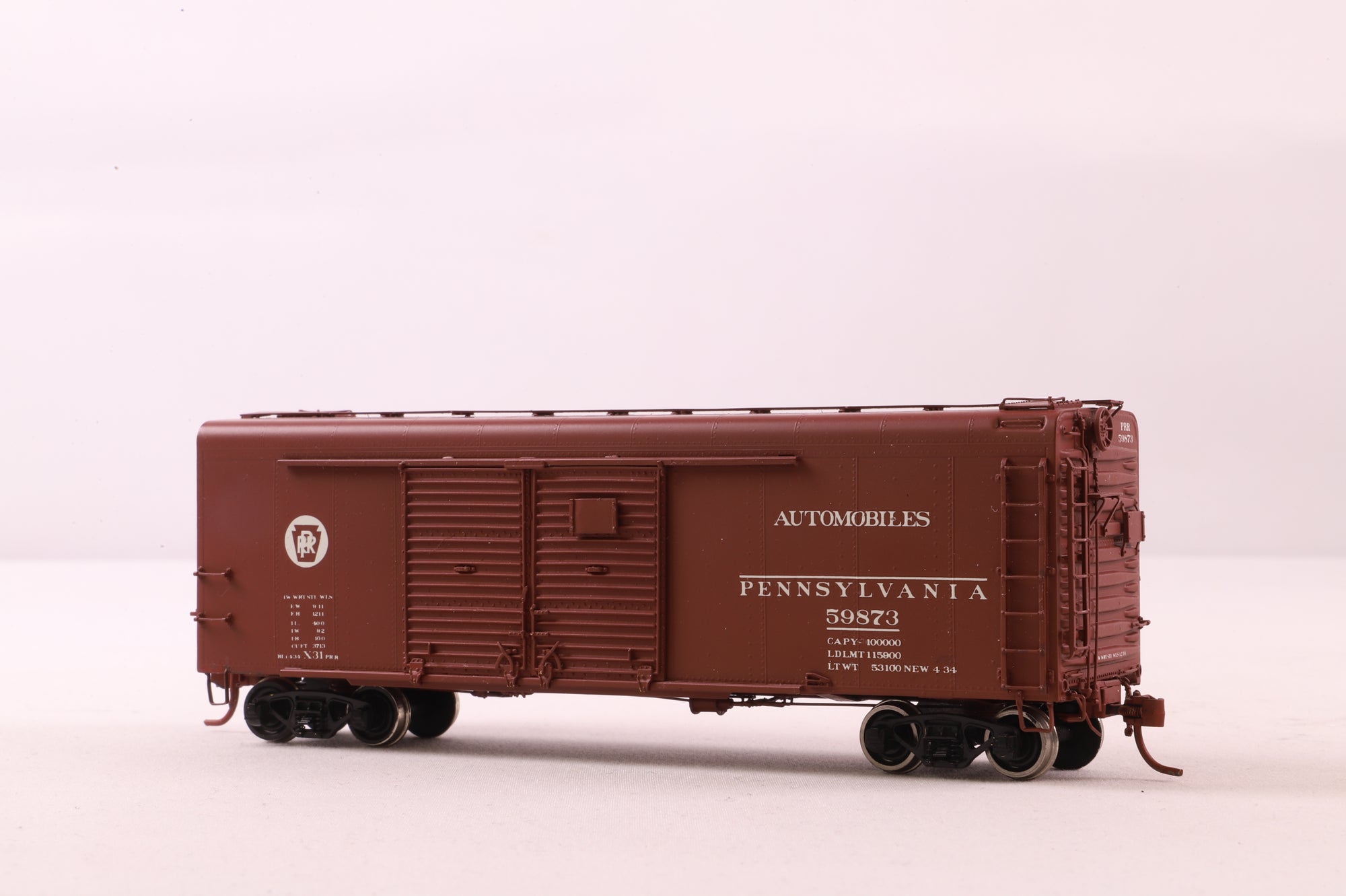 W&R Enterprises HO Brass 3235 Box Car Auto PRR Round Roof Double Door 40' 4/4 '59873'