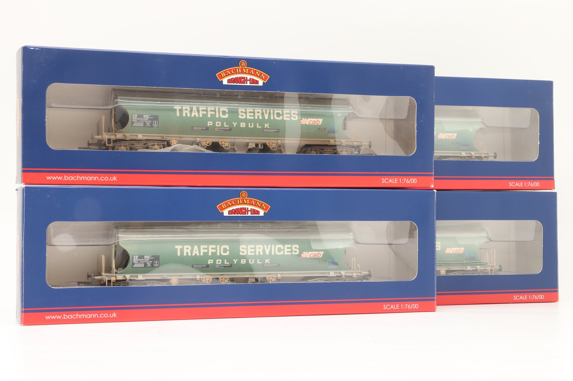 Bachmann OO Rake Of 4 Covered Bogie Hopper Wagons Weathered Inc. 38-425 x3 & 38-427