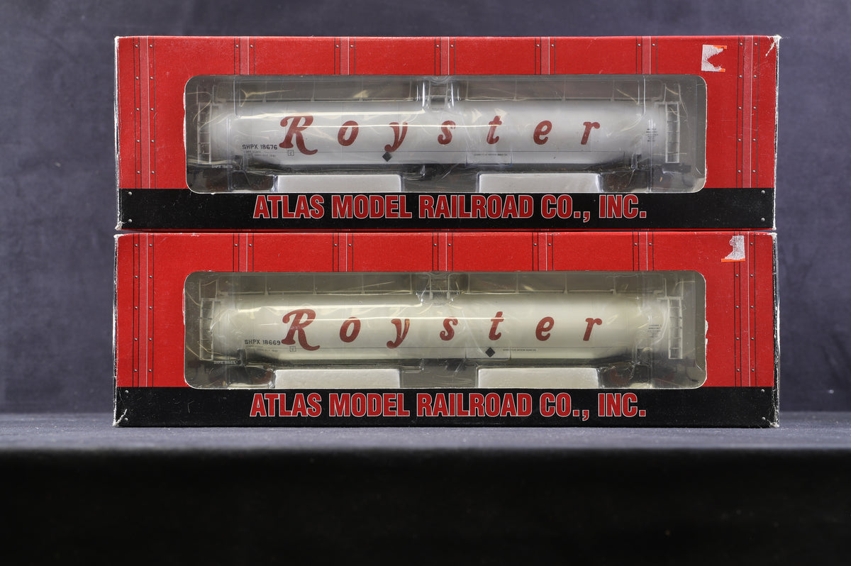 Atlas HO Rake Of 6 ACF 33,000 Gal Royster, Calgas &amp; Cumberland Corp. Tank Cars