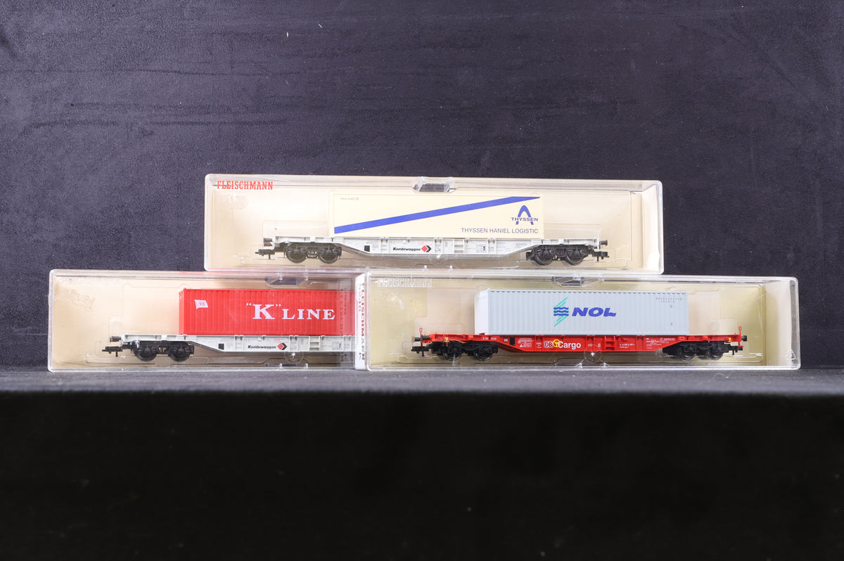 Fleischmann HO Rake Of 3 Bogie Container Wagons Inc. 5246, 5247 &amp; 5248