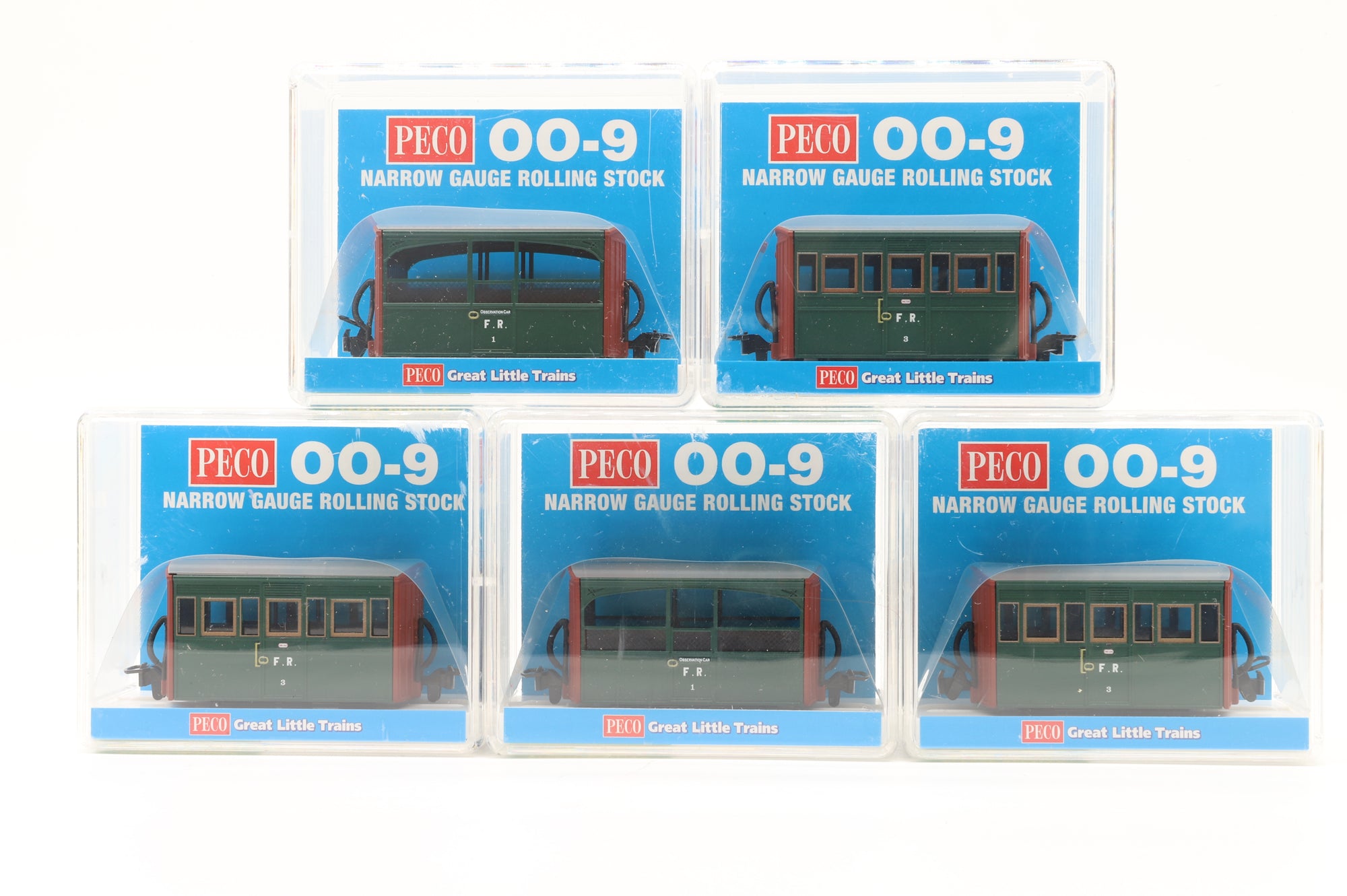 Peco OO9 Rake of 5 FR Bug Box Coaches