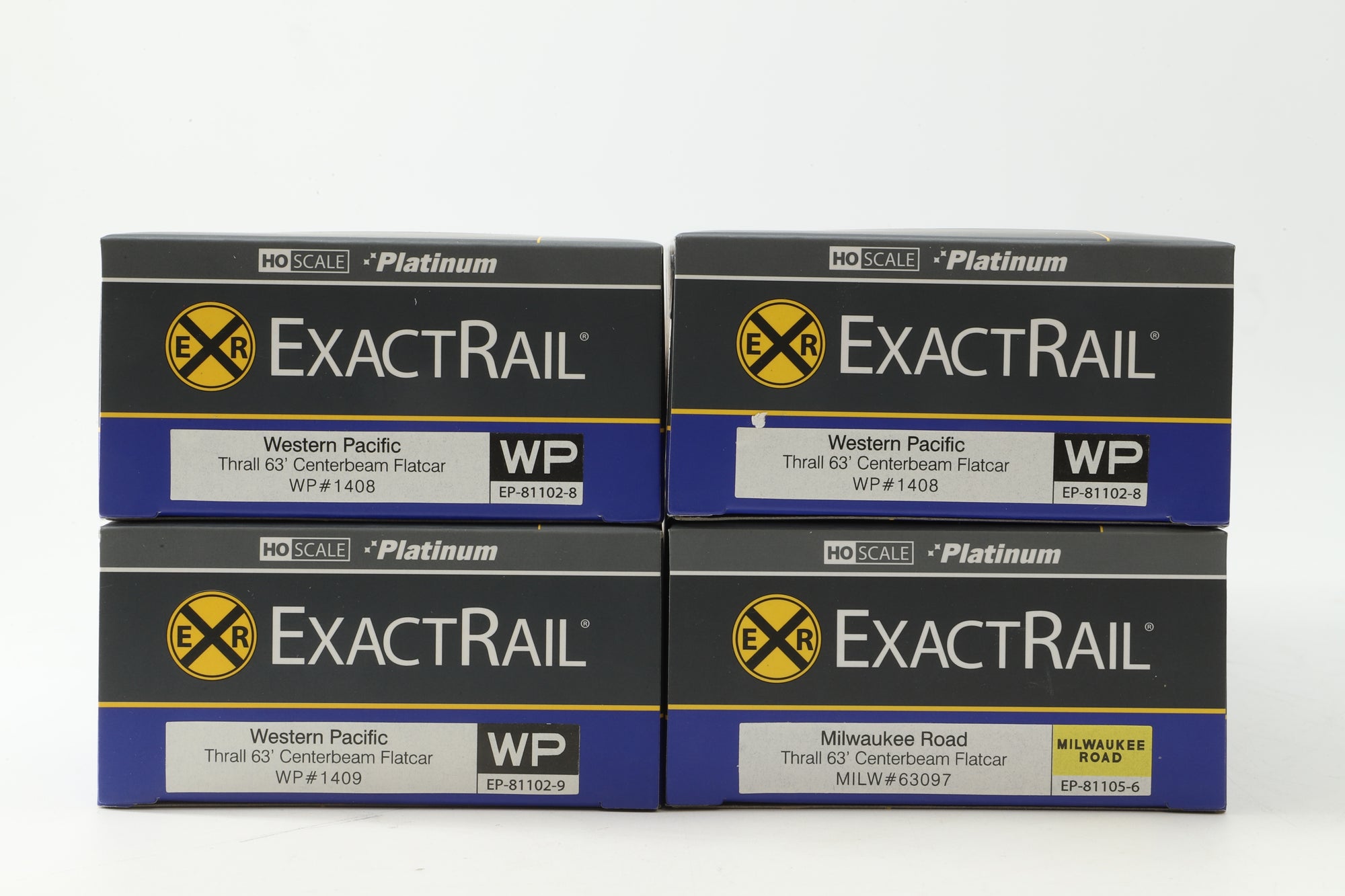 Exact Rail HO Rake Of 4 WP Thrall 63' Centerbeam Flatcar EP81102-8, 81102-9, 81102-8 & 81105-6