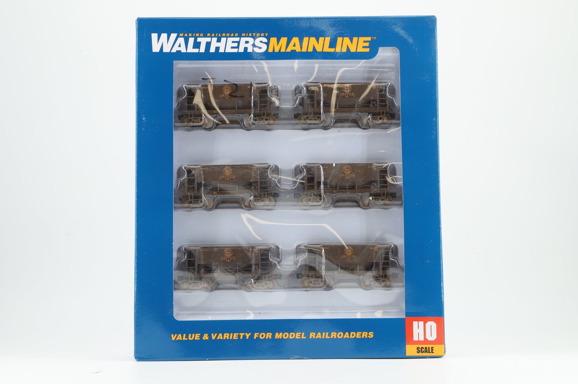 Walthers HO 910-58013 6-Pack of 24' Michigan Ore Cars in DMIR Brown - Pro-Customised/Weathered